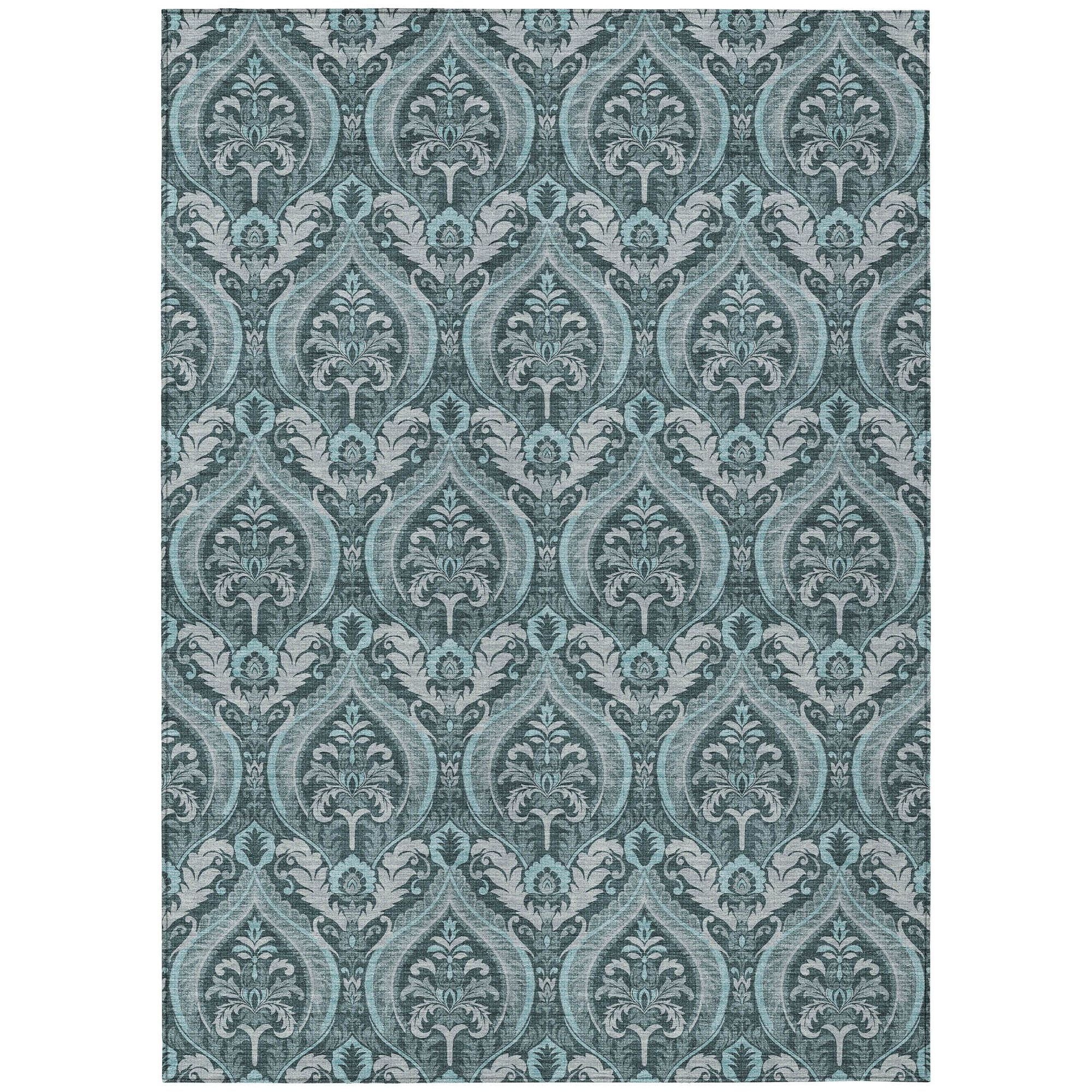 Machine Made ACN572 Teal  Rugs #color_teal 