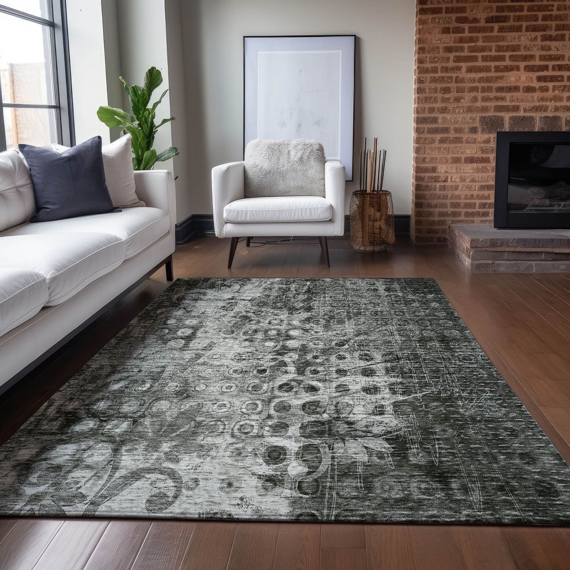 Machine Made ACN577 Charcoal Gray Rugs #color_charcoal gray