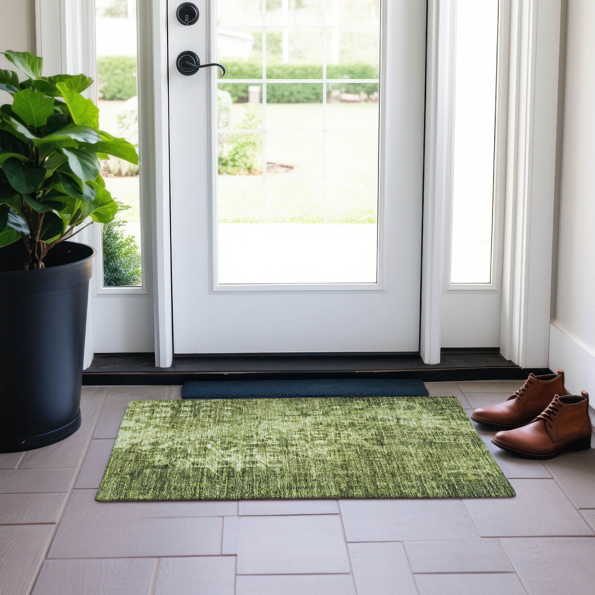 Machine Made ACN577 Olive Green Rugs #color_olive green