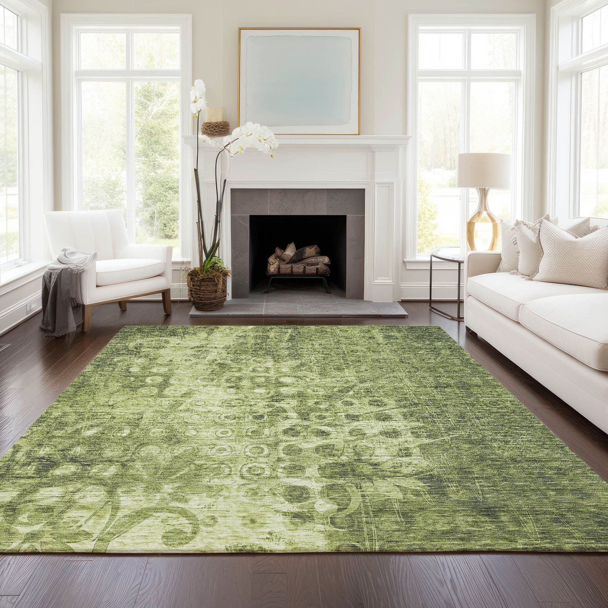 Machine Made ACN577 Olive Green Rugs #color_olive green