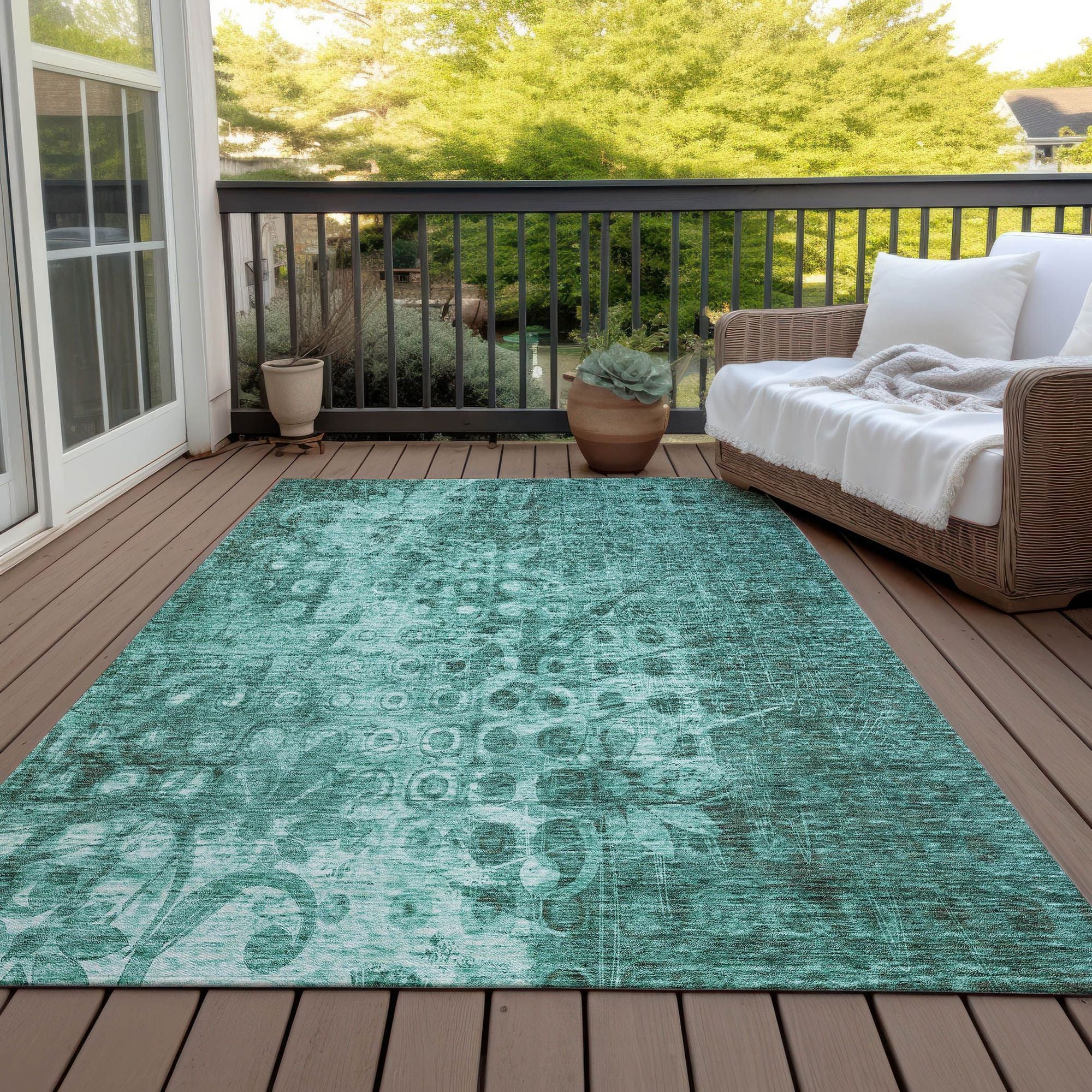 Machine Made ACN577 Teal  Rugs #color_teal 