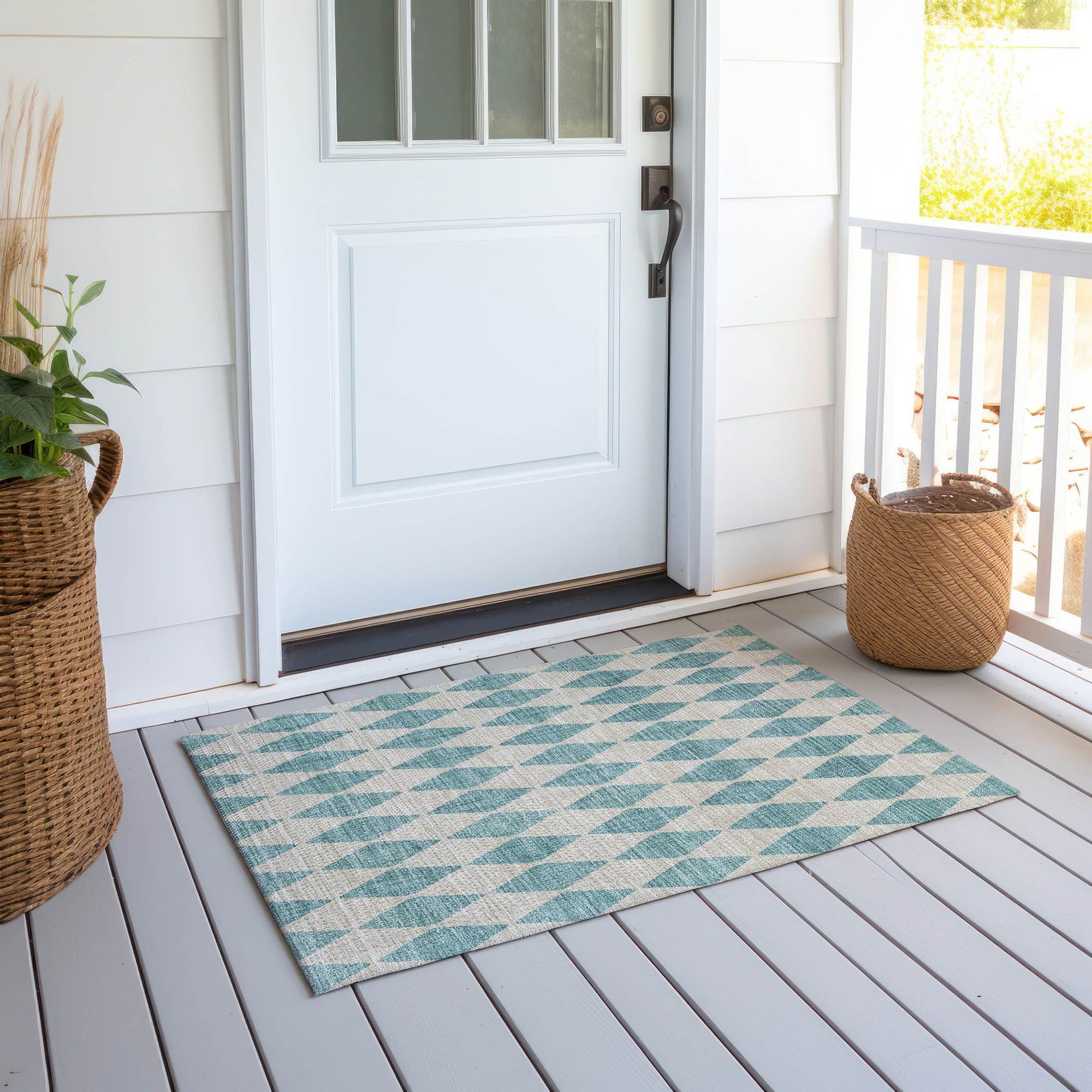 Machine Made ACN578 Teal  Rugs #color_teal 