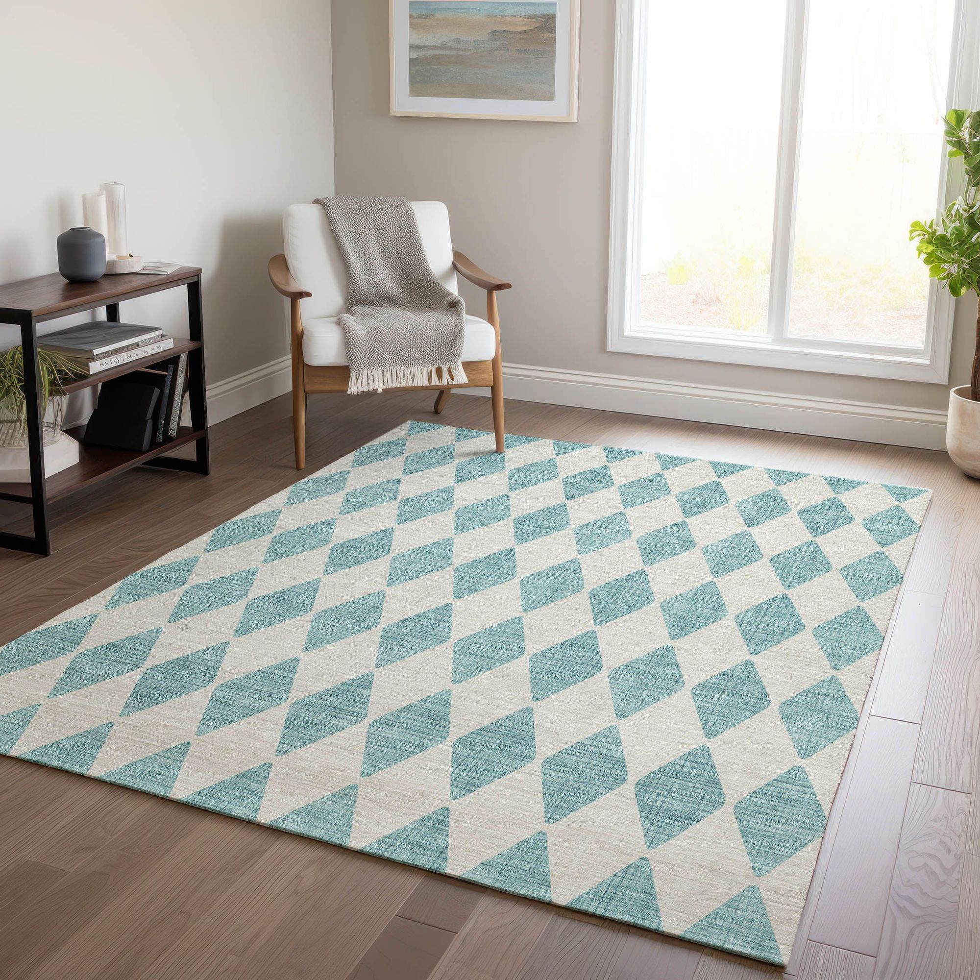 Machine Made ACN578 Teal  Rugs #color_teal 