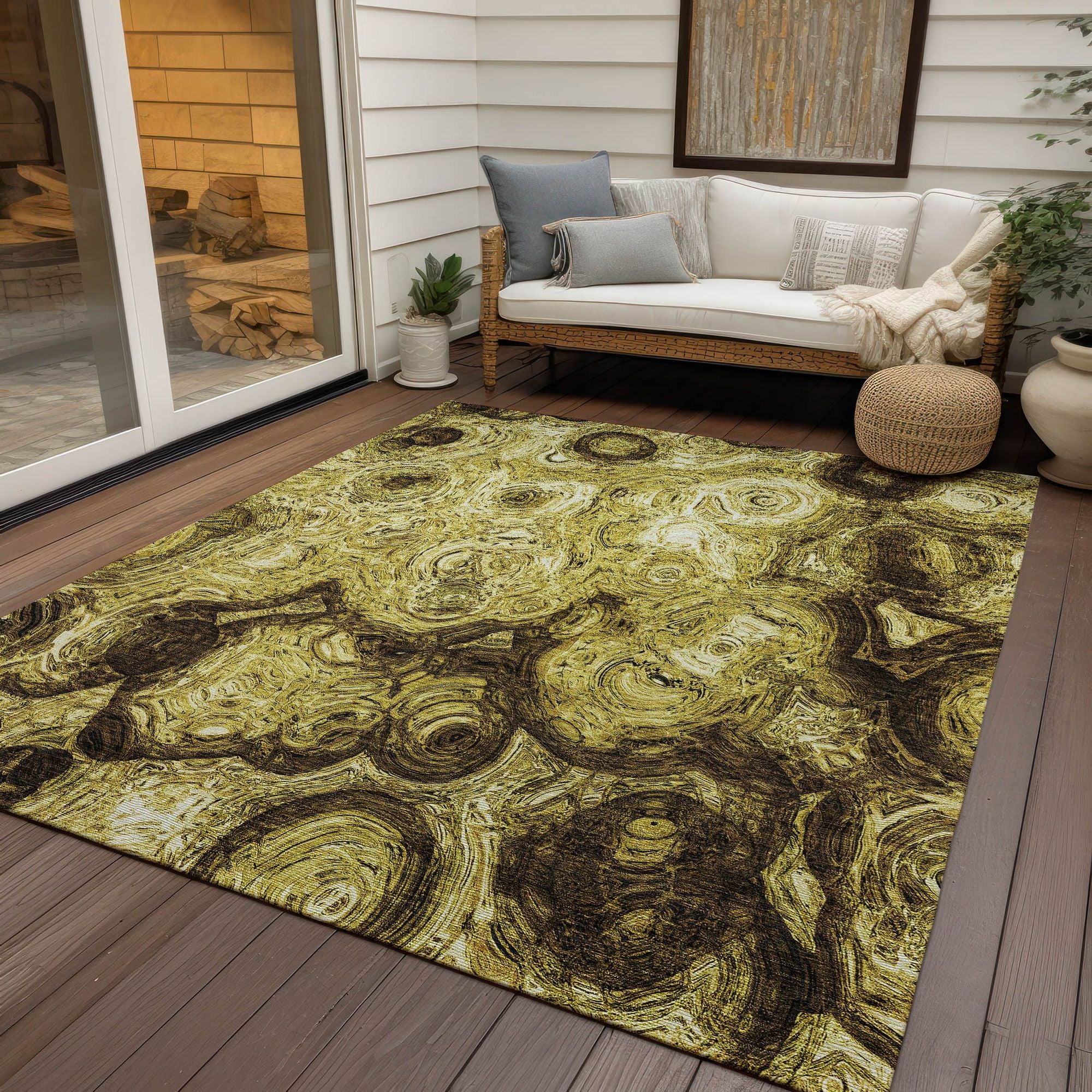 Machine Made ACN579 Gold  Rugs #color_gold 