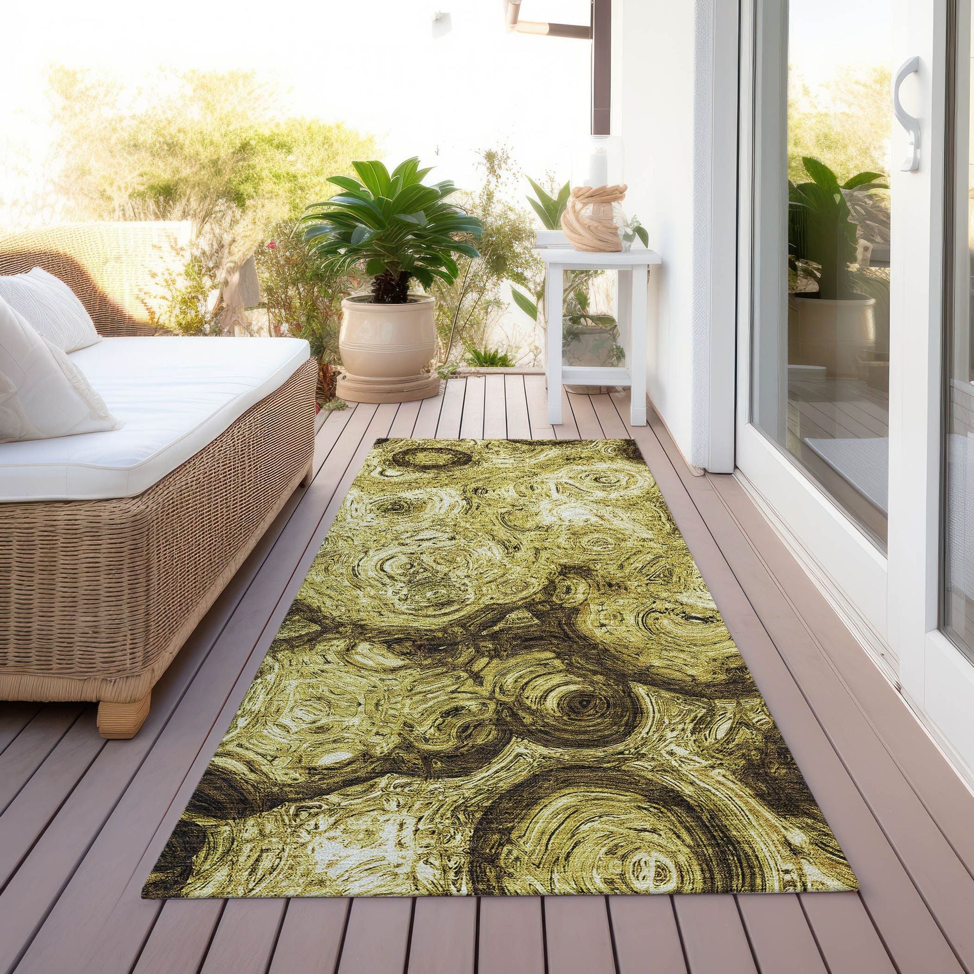 Machine Made ACN579 Gold  Rugs #color_gold 