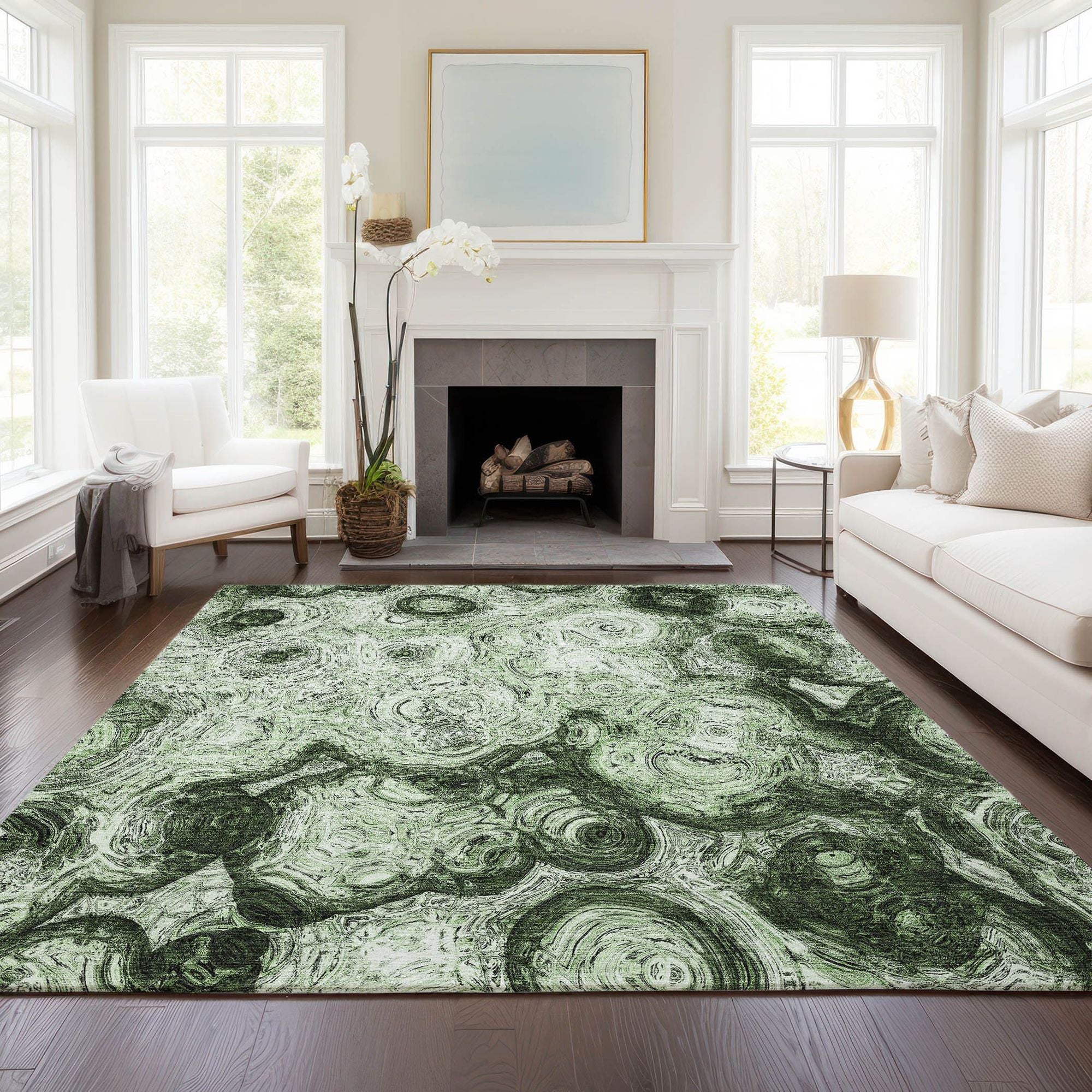 Machine Made ACN579 Green  Rugs #color_green 