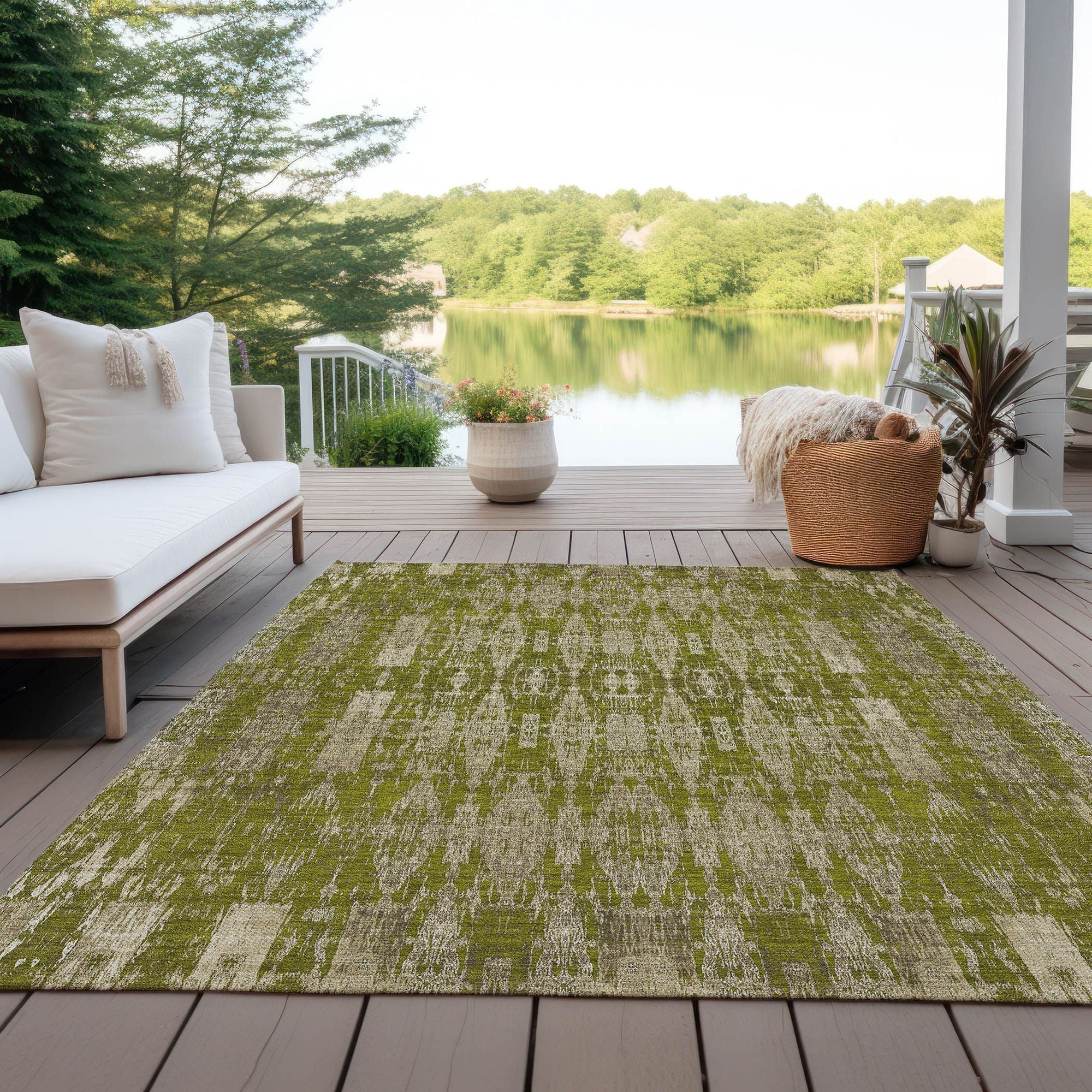 Machine Made ACN580 Olive Green Rugs #color_olive green