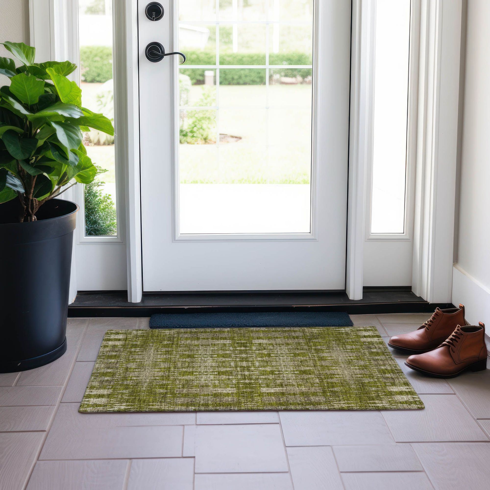 Machine Made ACN580 Olive Green Rugs #color_olive green