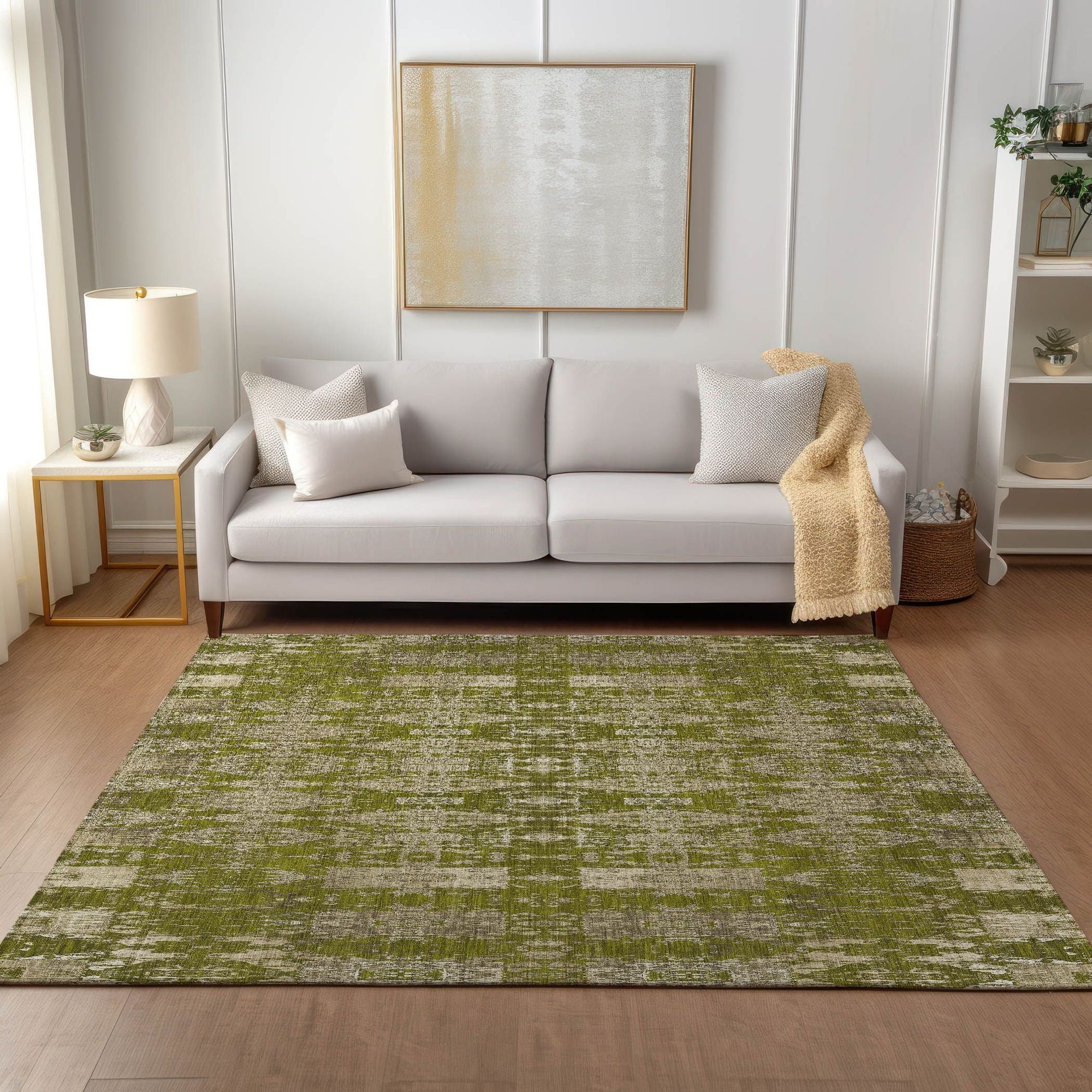 Machine Made ACN580 Olive Green Rugs #color_olive green