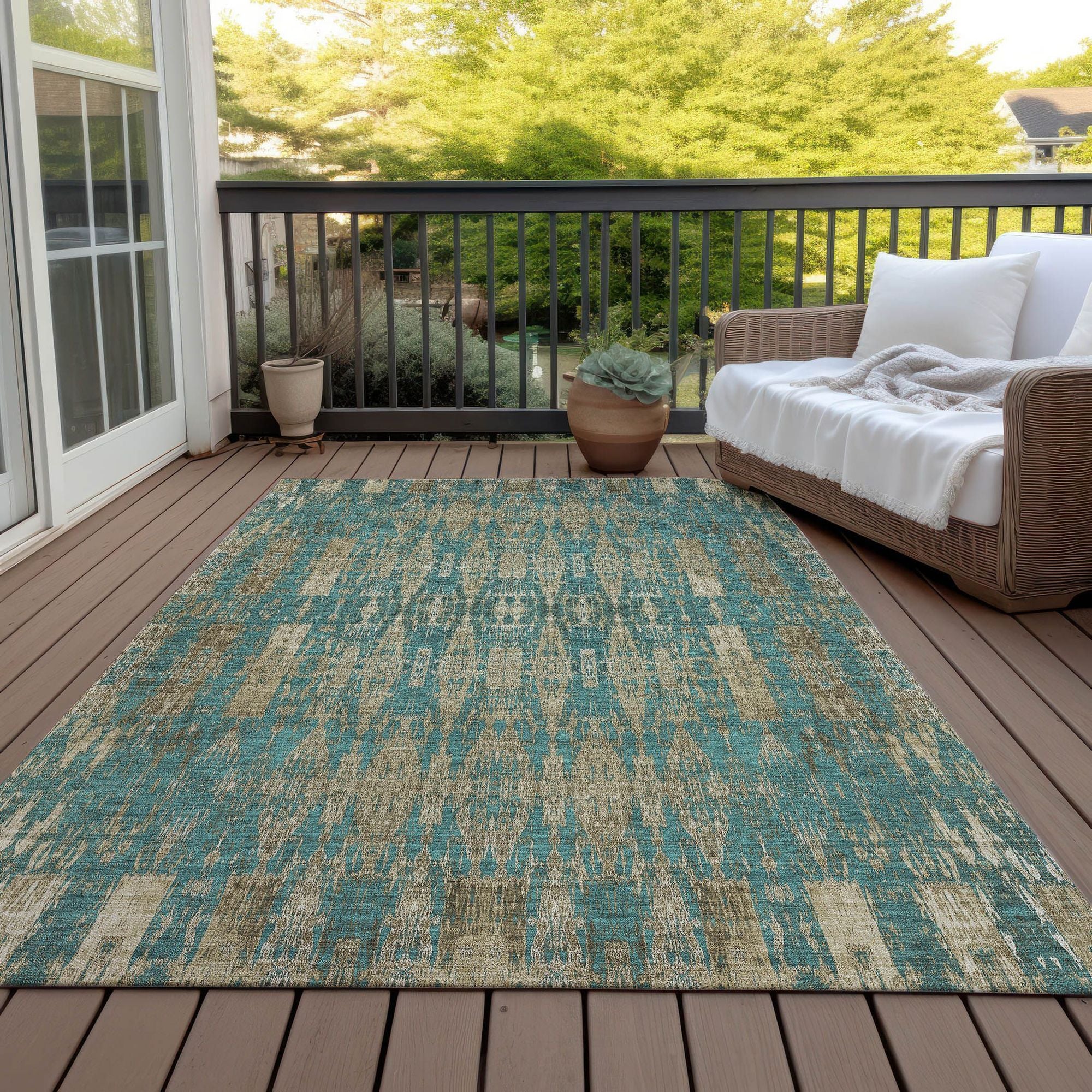 Machine Made ACN580 Teal  Rugs #color_teal 