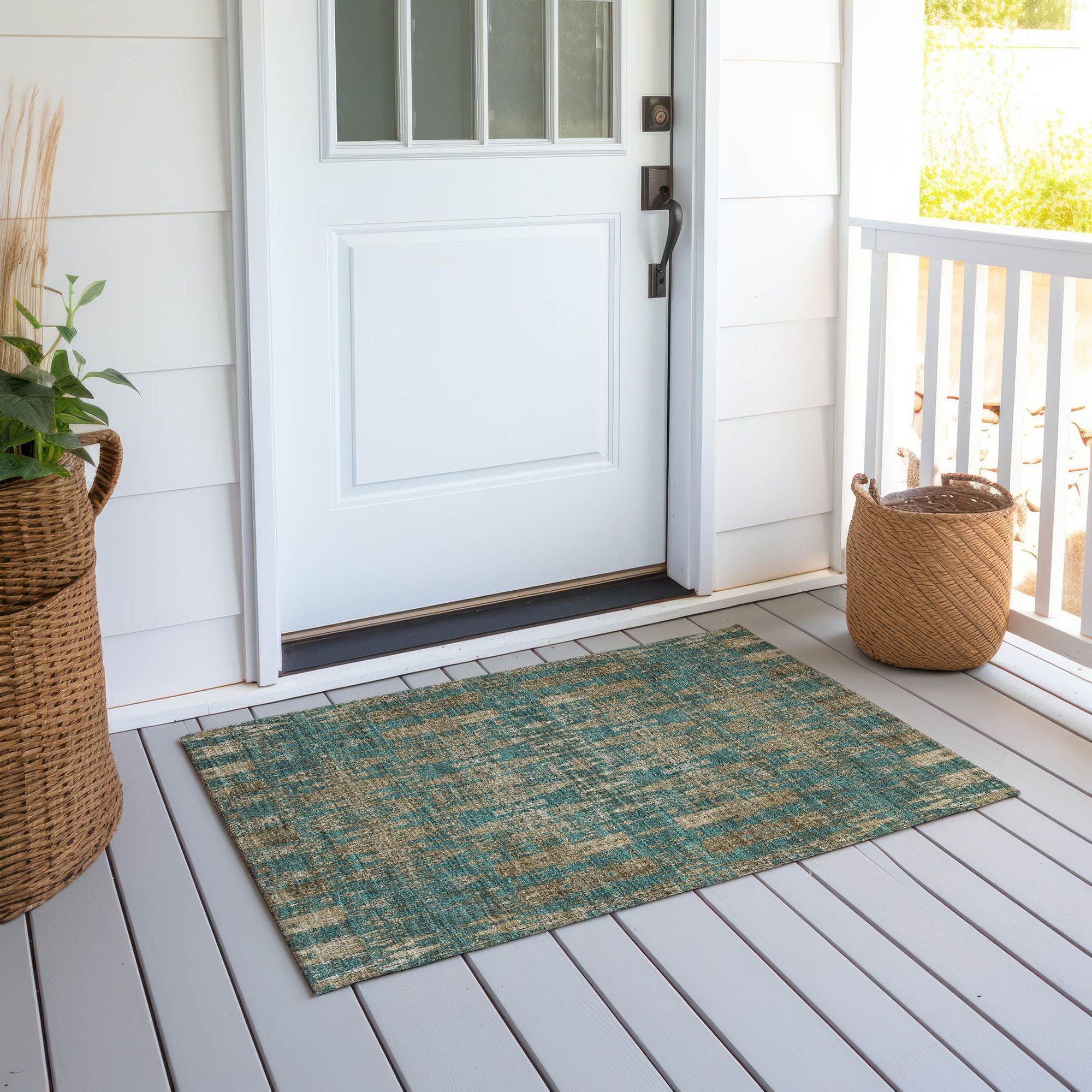 Machine Made ACN580 Teal  Rugs #color_teal 