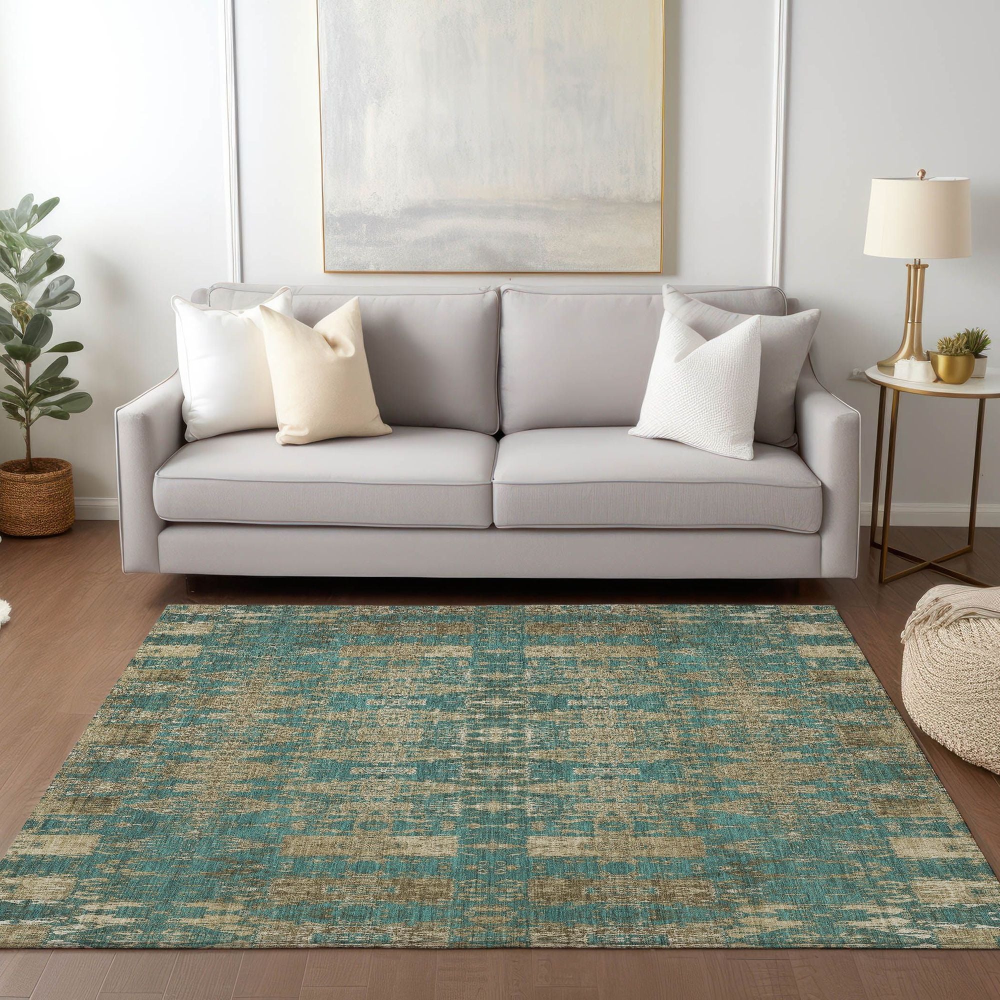 Machine Made ACN580 Teal  Rugs #color_teal 