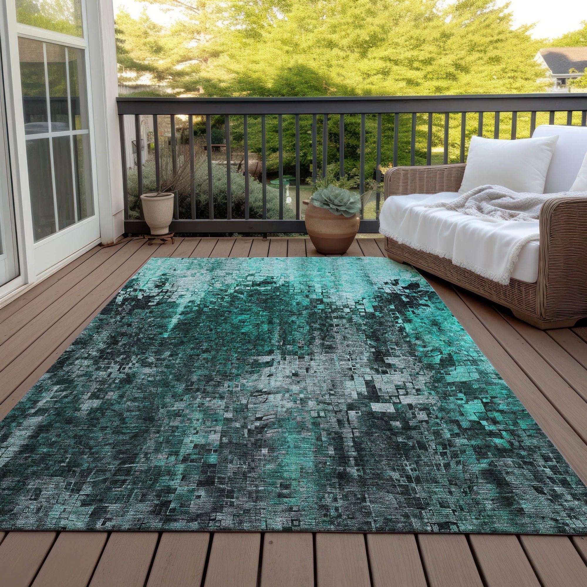 Machine Made ACN581 Teal  Rugs #color_teal 