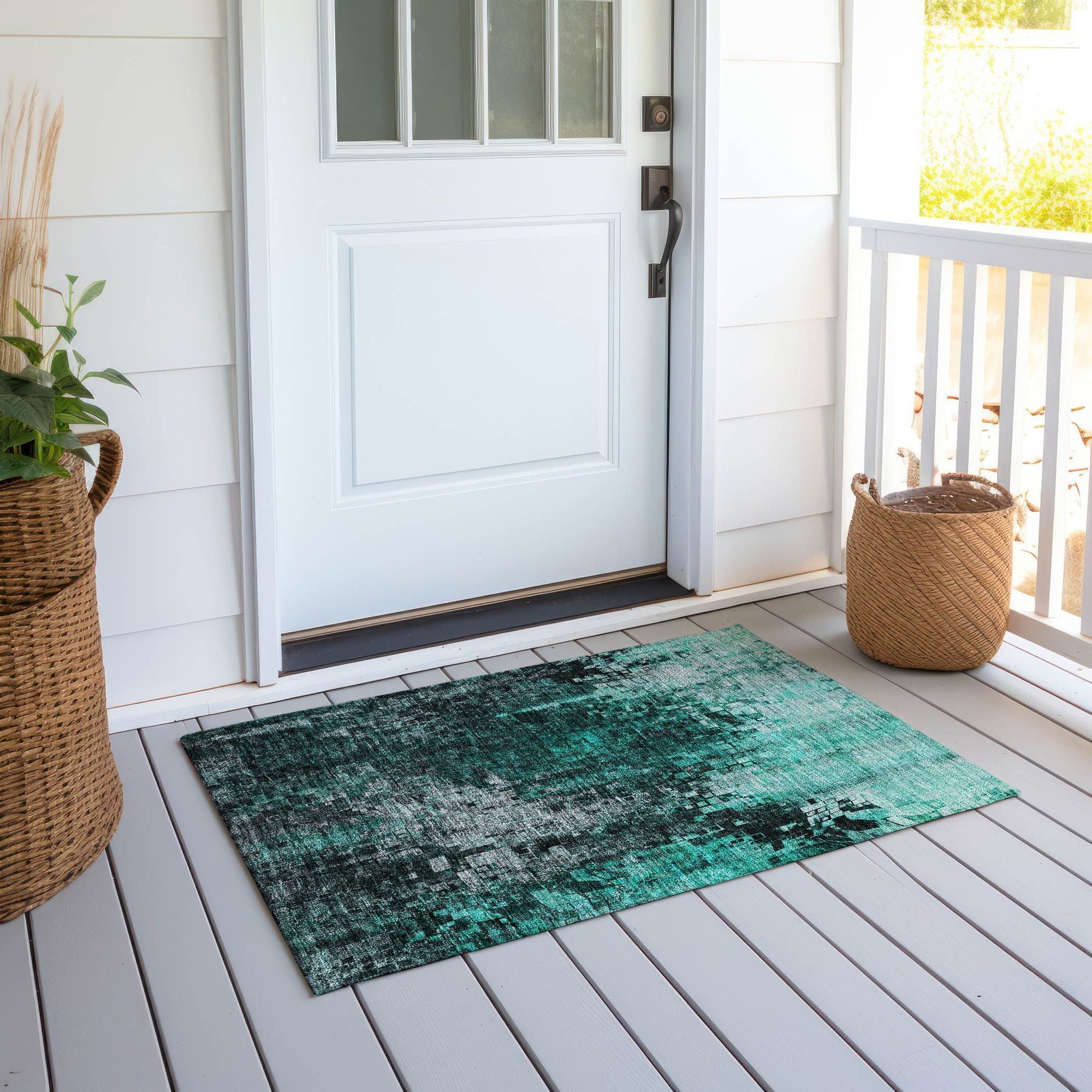 Machine Made ACN581 Teal  Rugs #color_teal 