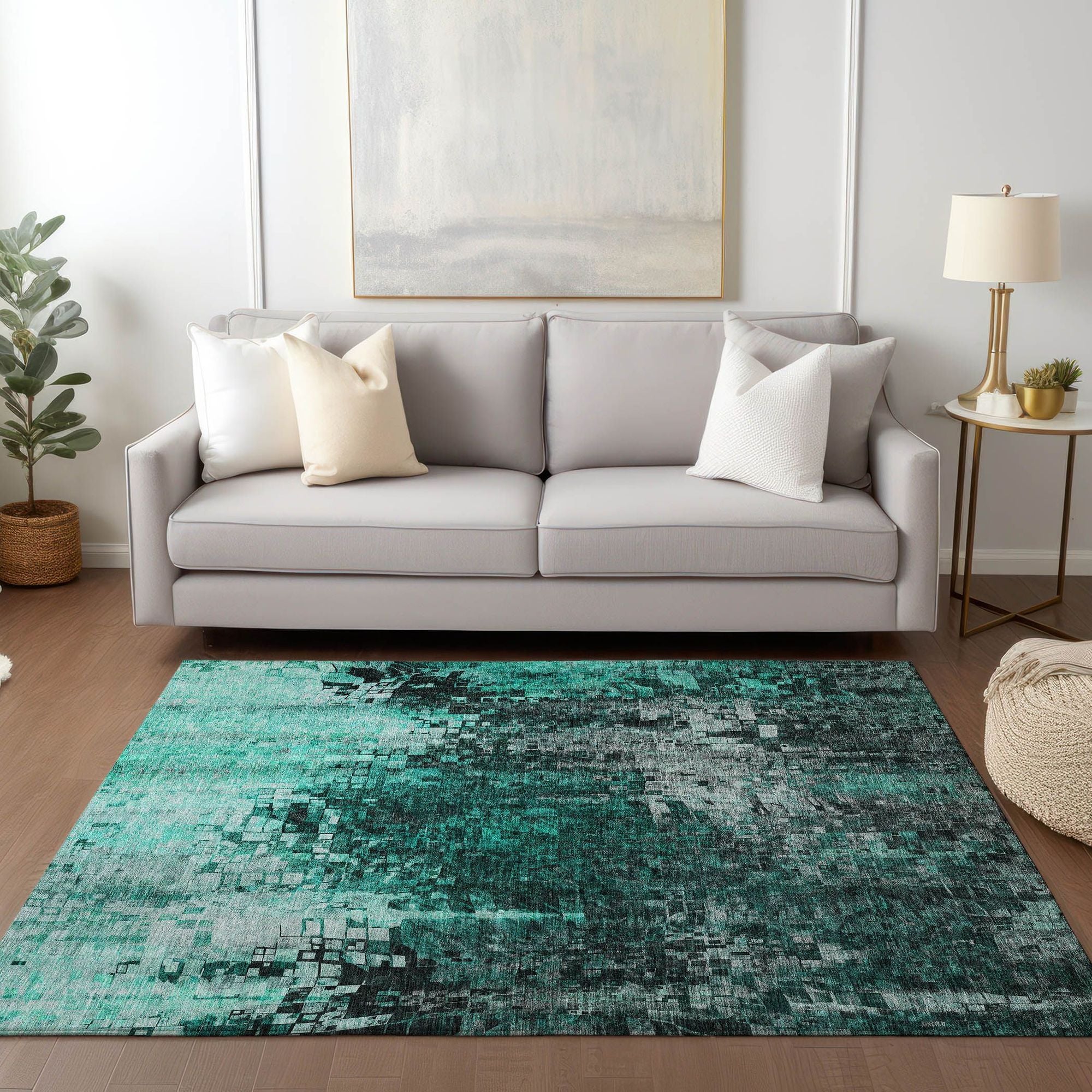 Machine Made ACN581 Teal  Rugs #color_teal 