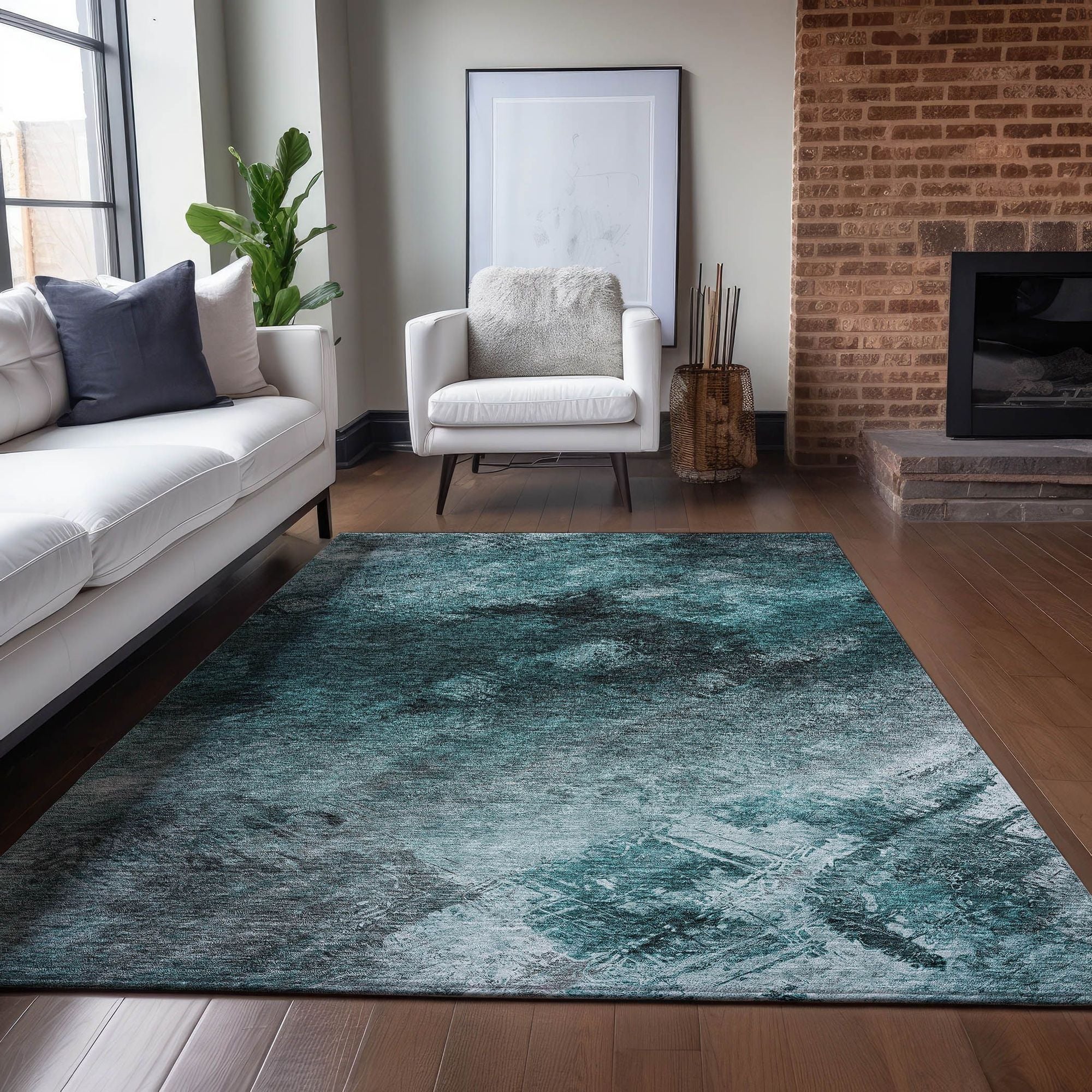 Machine Made ACN590 Teal  Rugs #color_teal 