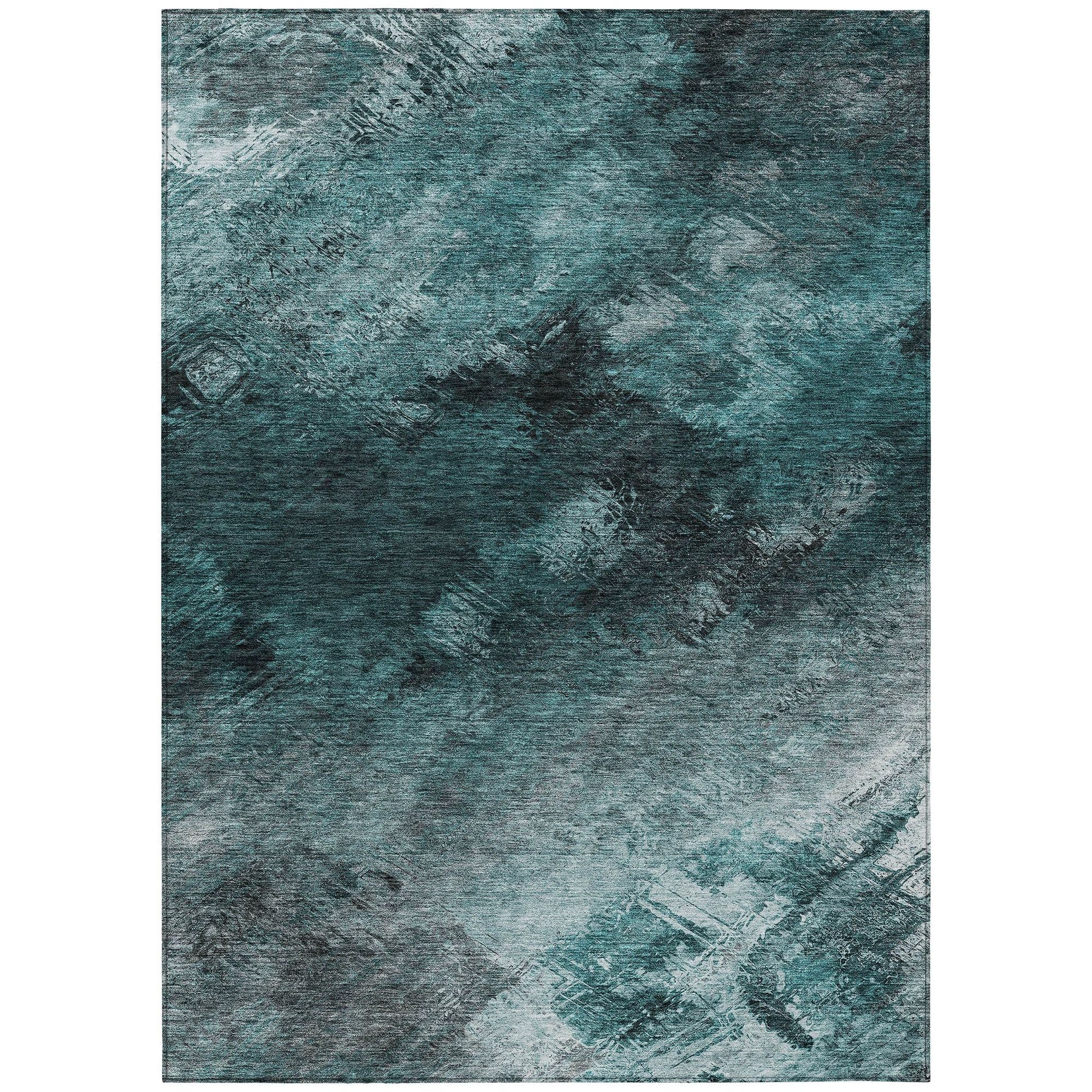 Machine Made ACN590 Teal  Rugs #color_teal 