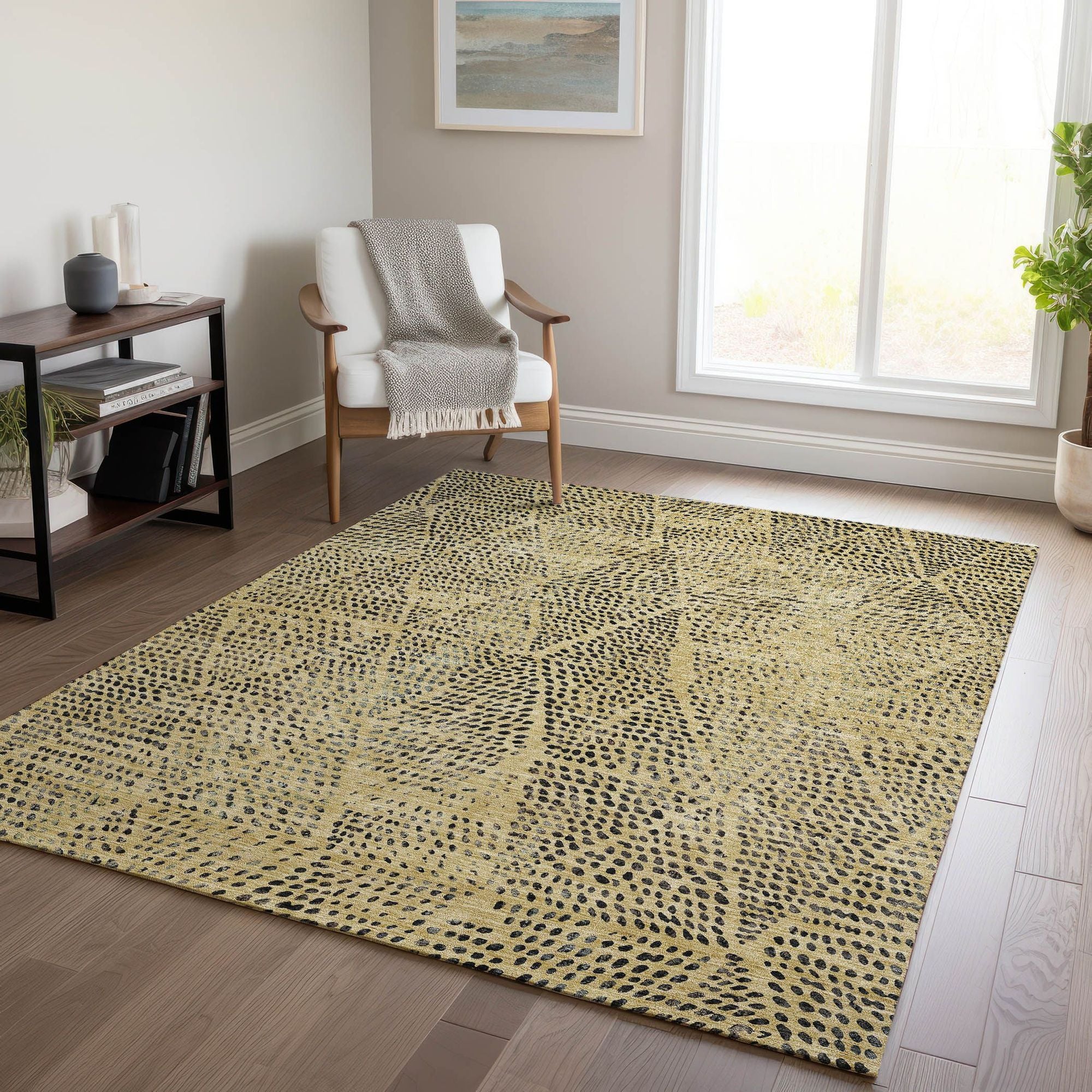 Machine Made ACN591 Gold  Rugs #color_gold 