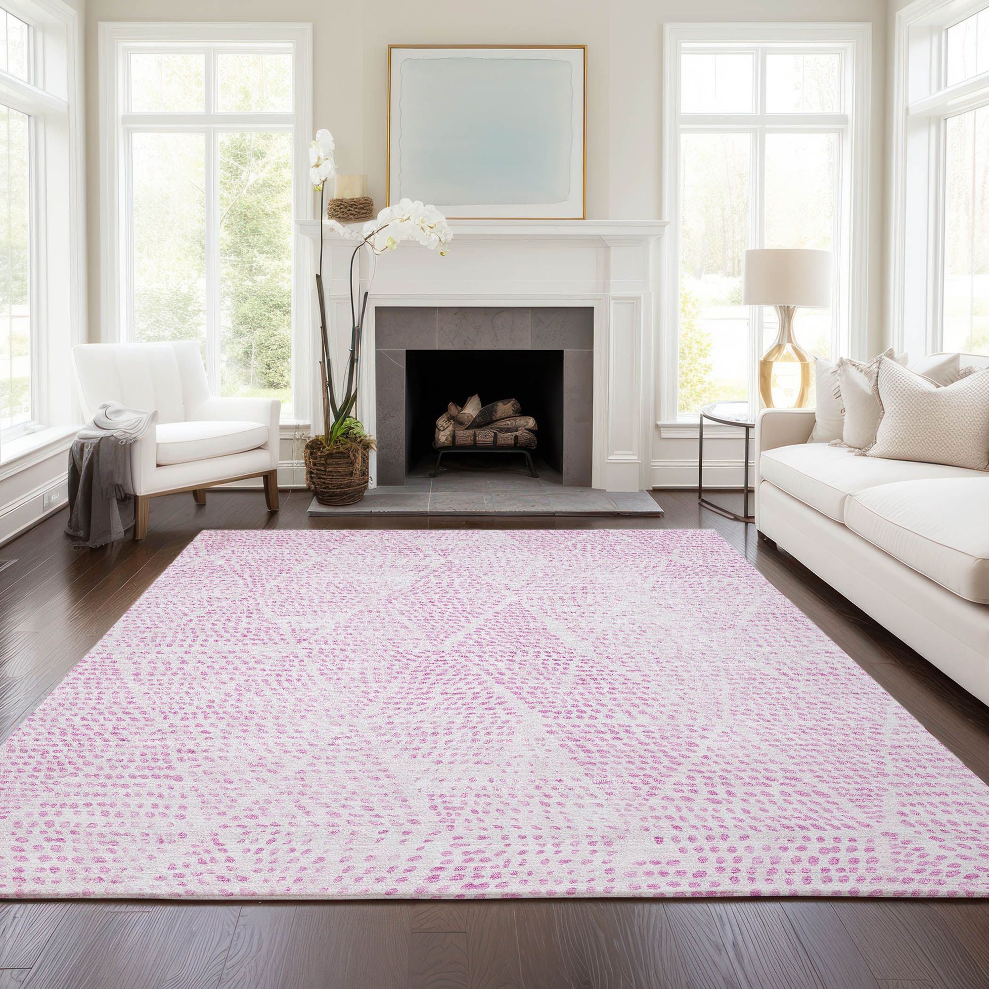 Machine Made ACN591 Pink  Rugs #color_pink 