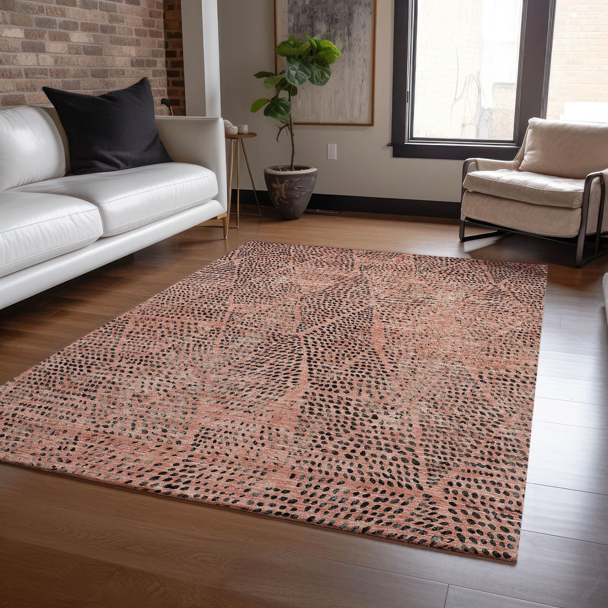 Machine Made ACN591 Salmon Orange Rugs #color_salmon orange