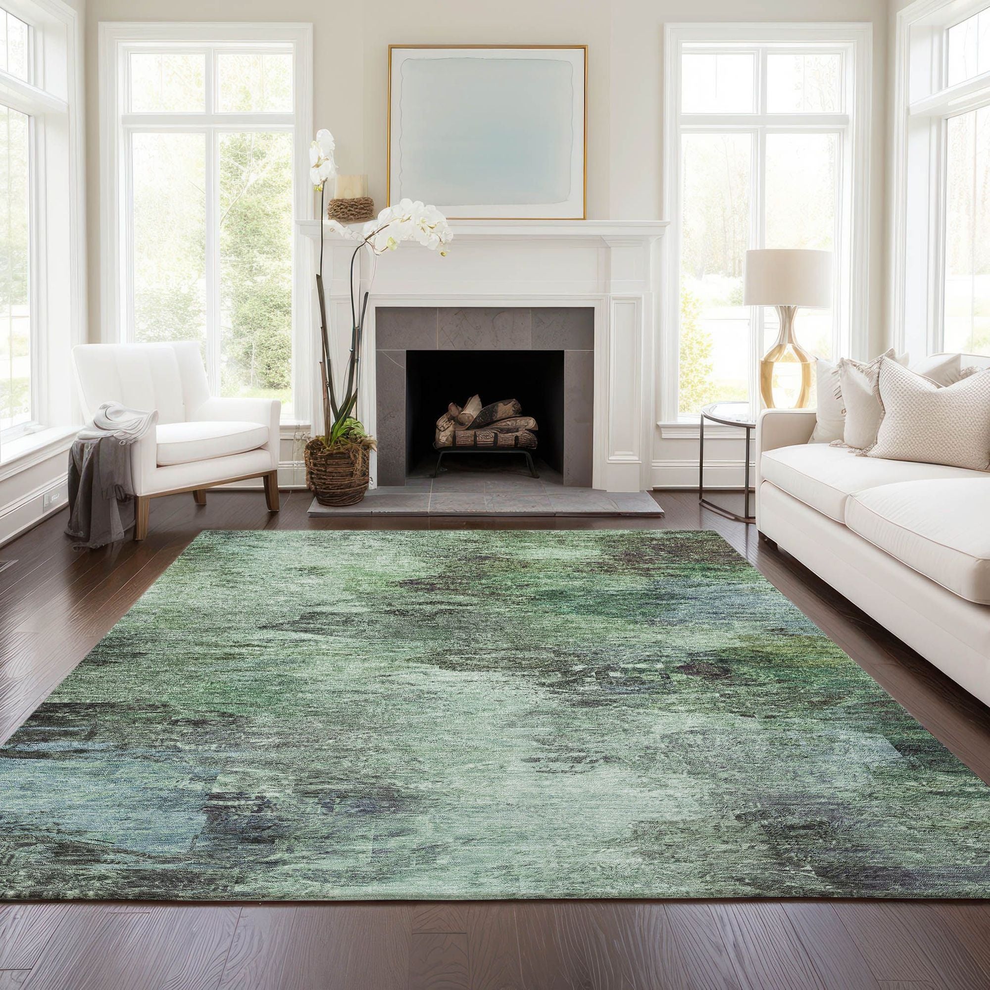 Machine Made ACN592 Green  Rugs #color_green 