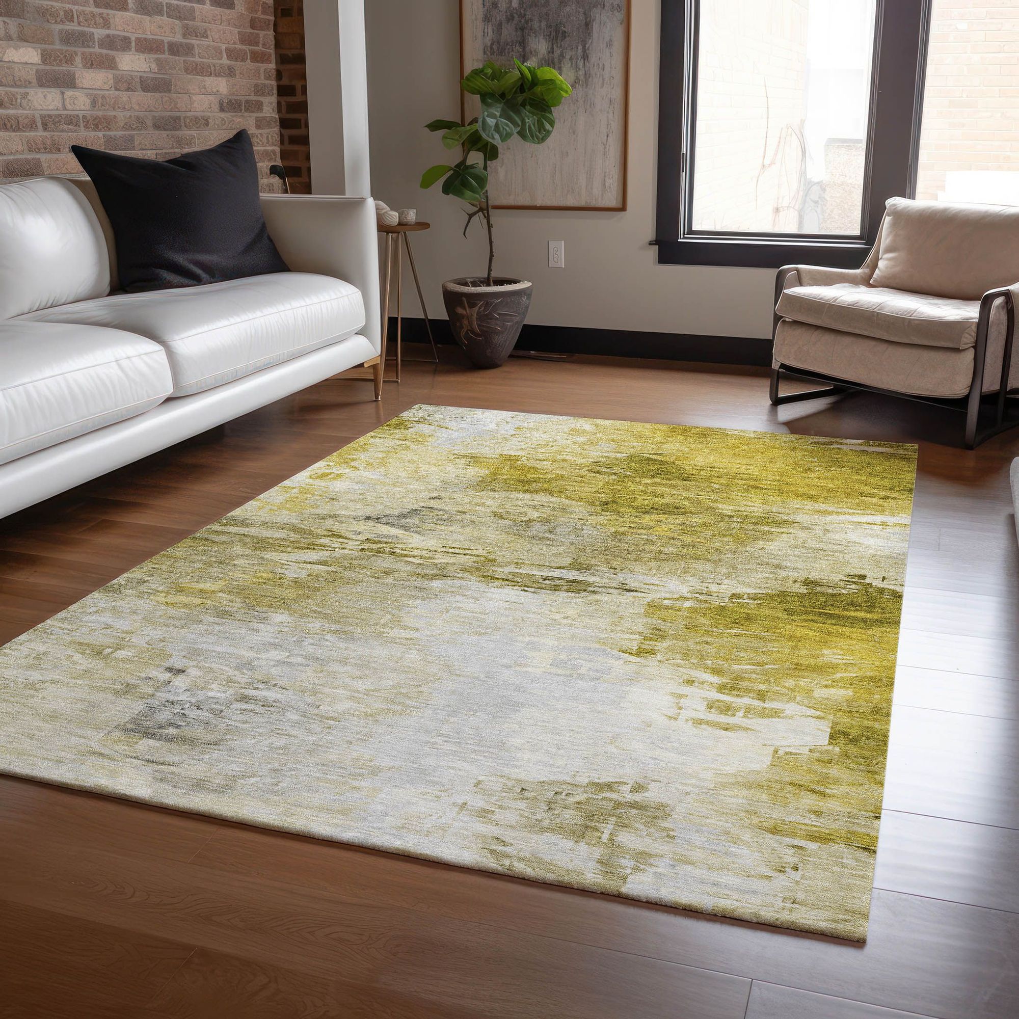 Machine Made ACN595 Gold  Rugs #color_gold 