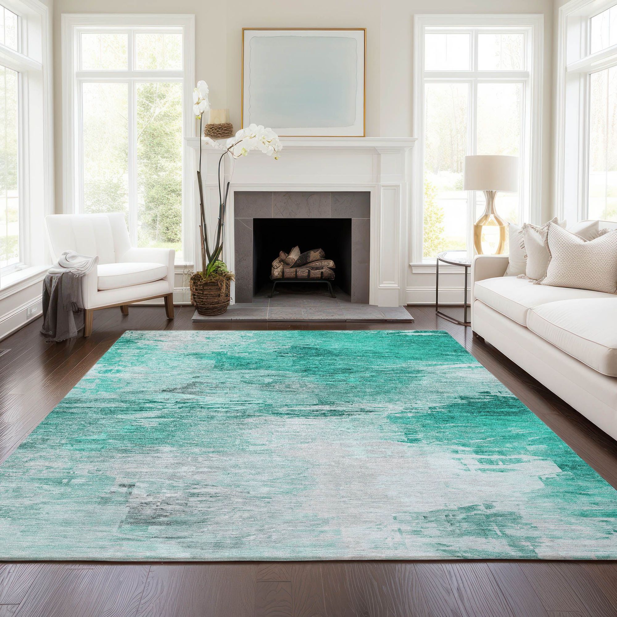 Machine Made ACN595 Teal  Rugs #color_teal 