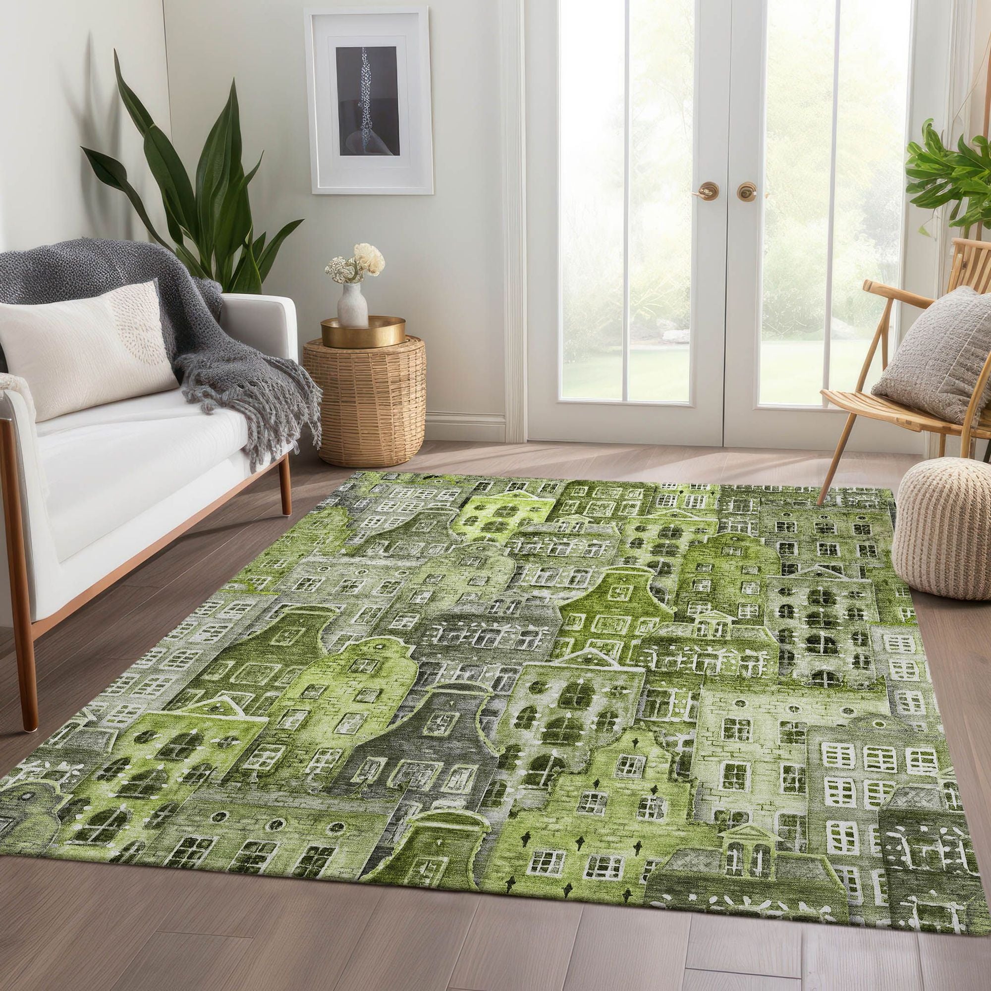 Machine Made ACN600 Green  Rugs #color_green 