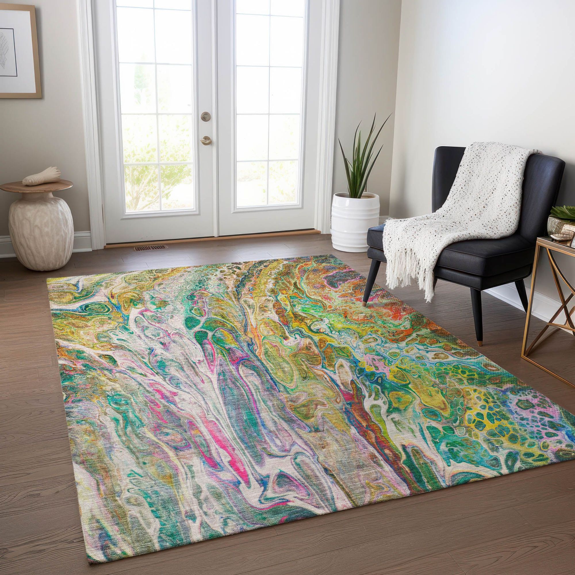 Machine Made ACN602 Green  Rugs #color_green 