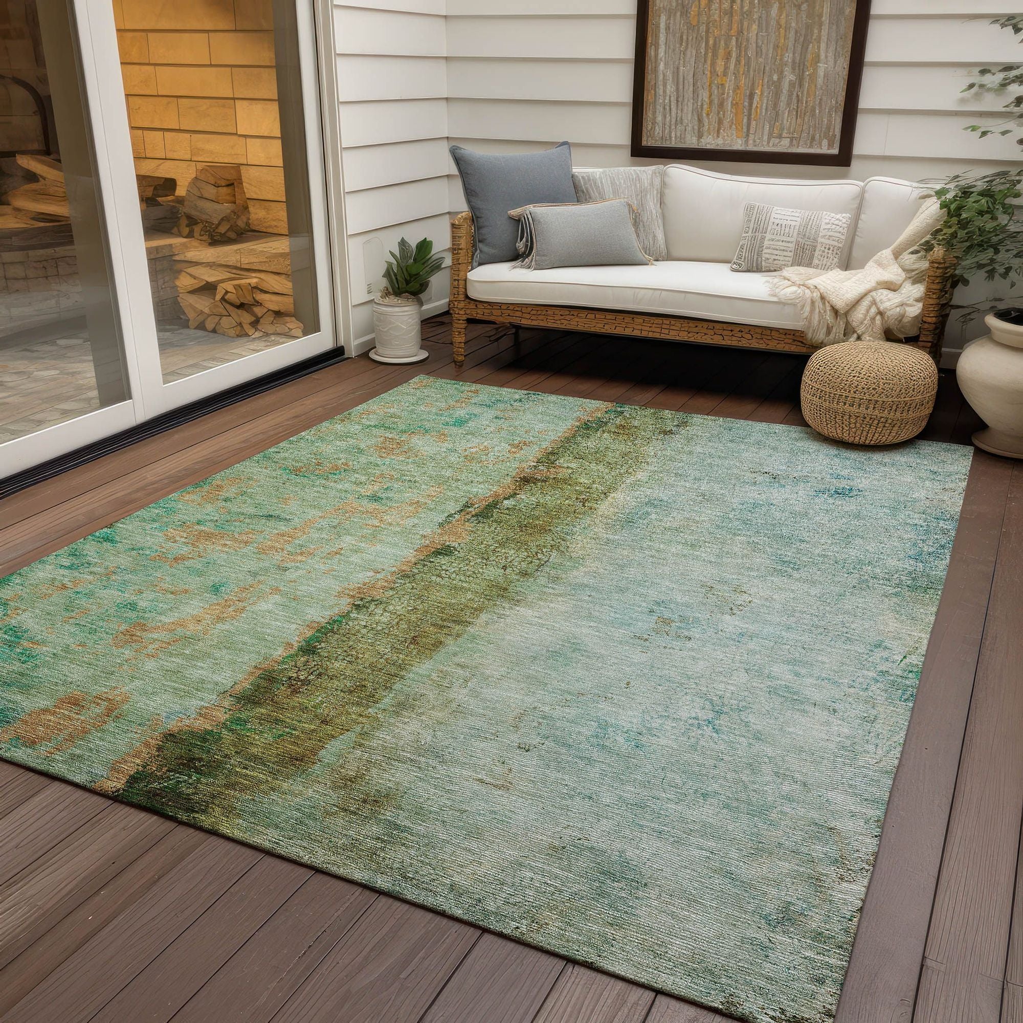 Machine Made ACN605 Green  Rugs #color_green 