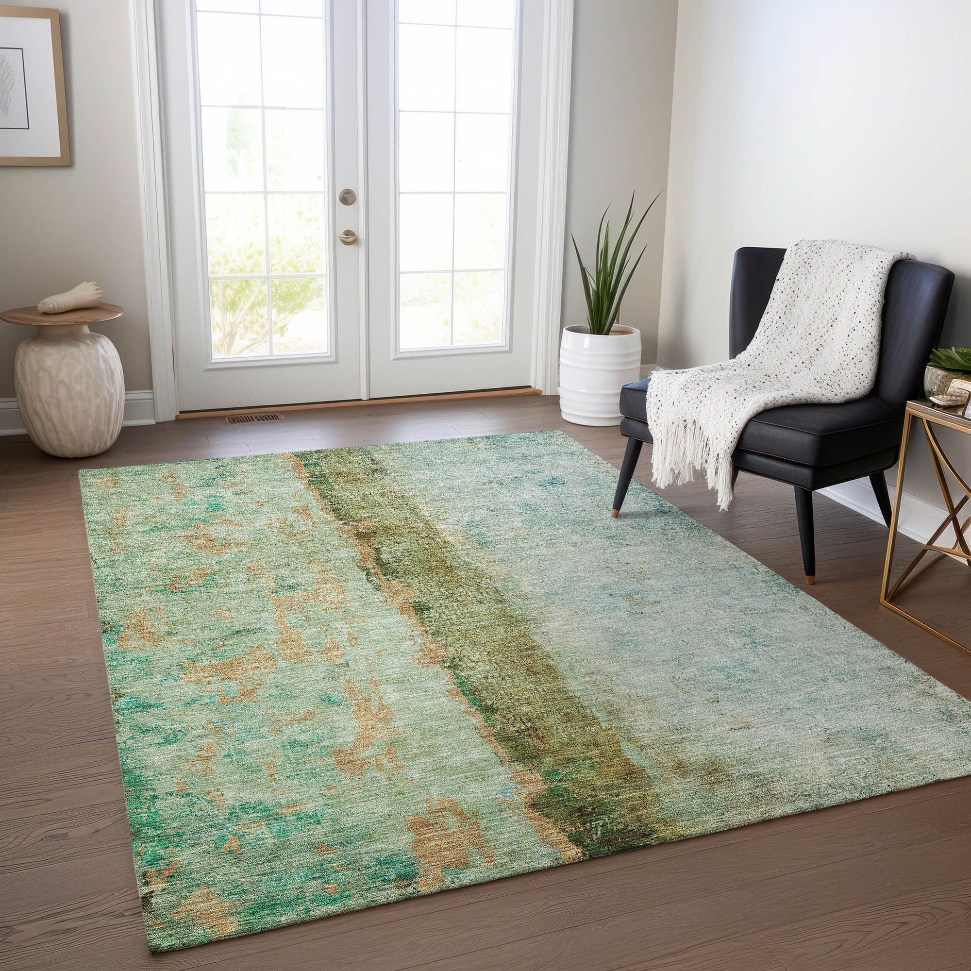 Machine Made ACN605 Green  Rugs #color_green 