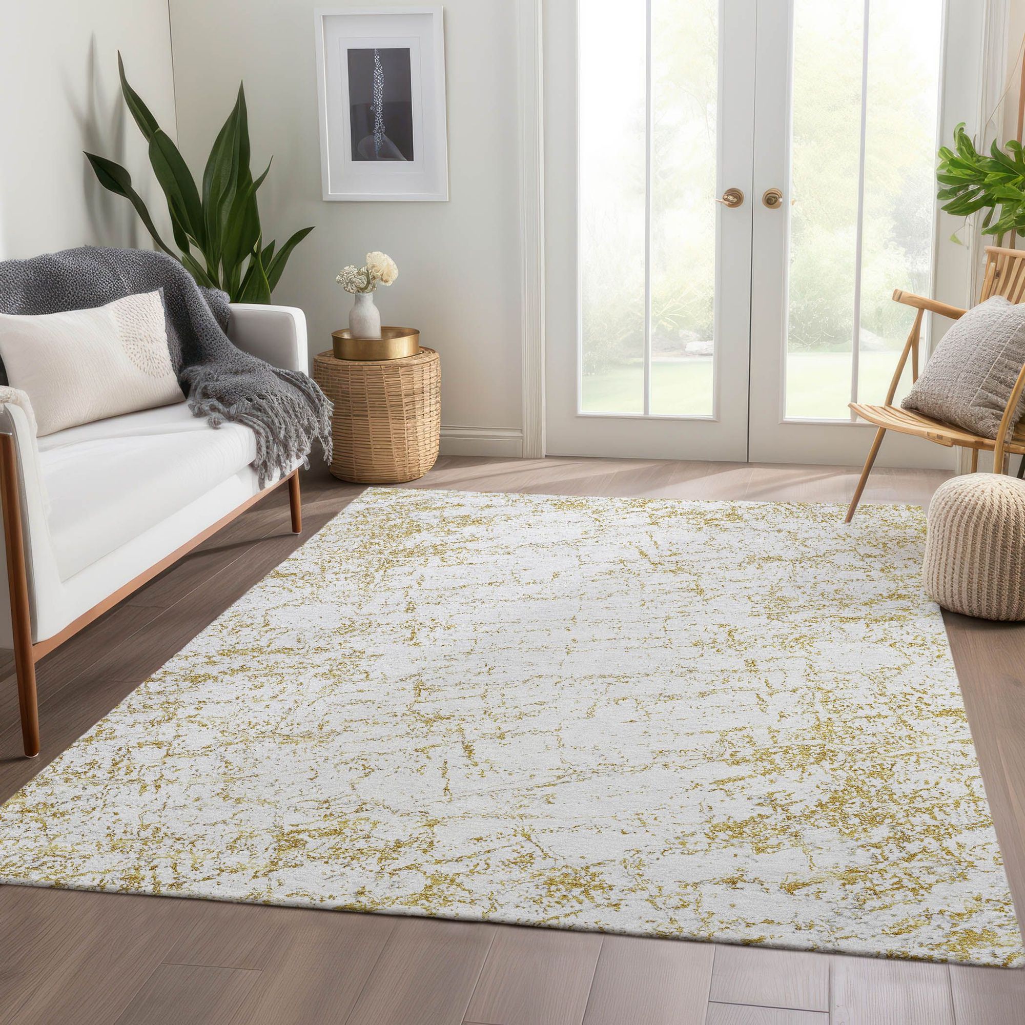 Machine Made ACN606 Gold  Rugs #color_gold 