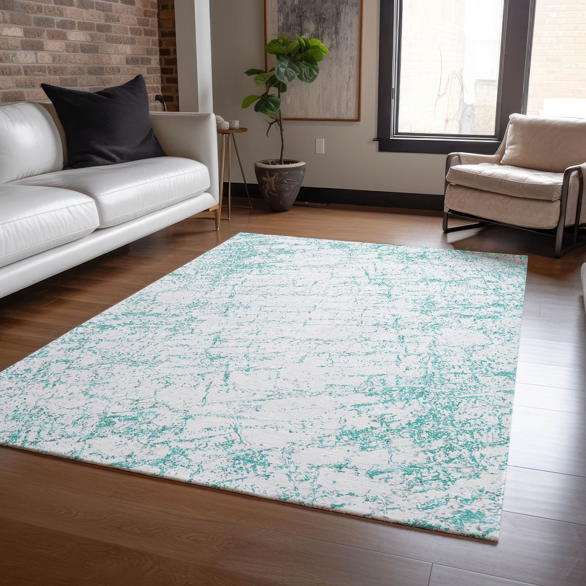 Machine Made ACN606 Teal  Rugs #color_teal 