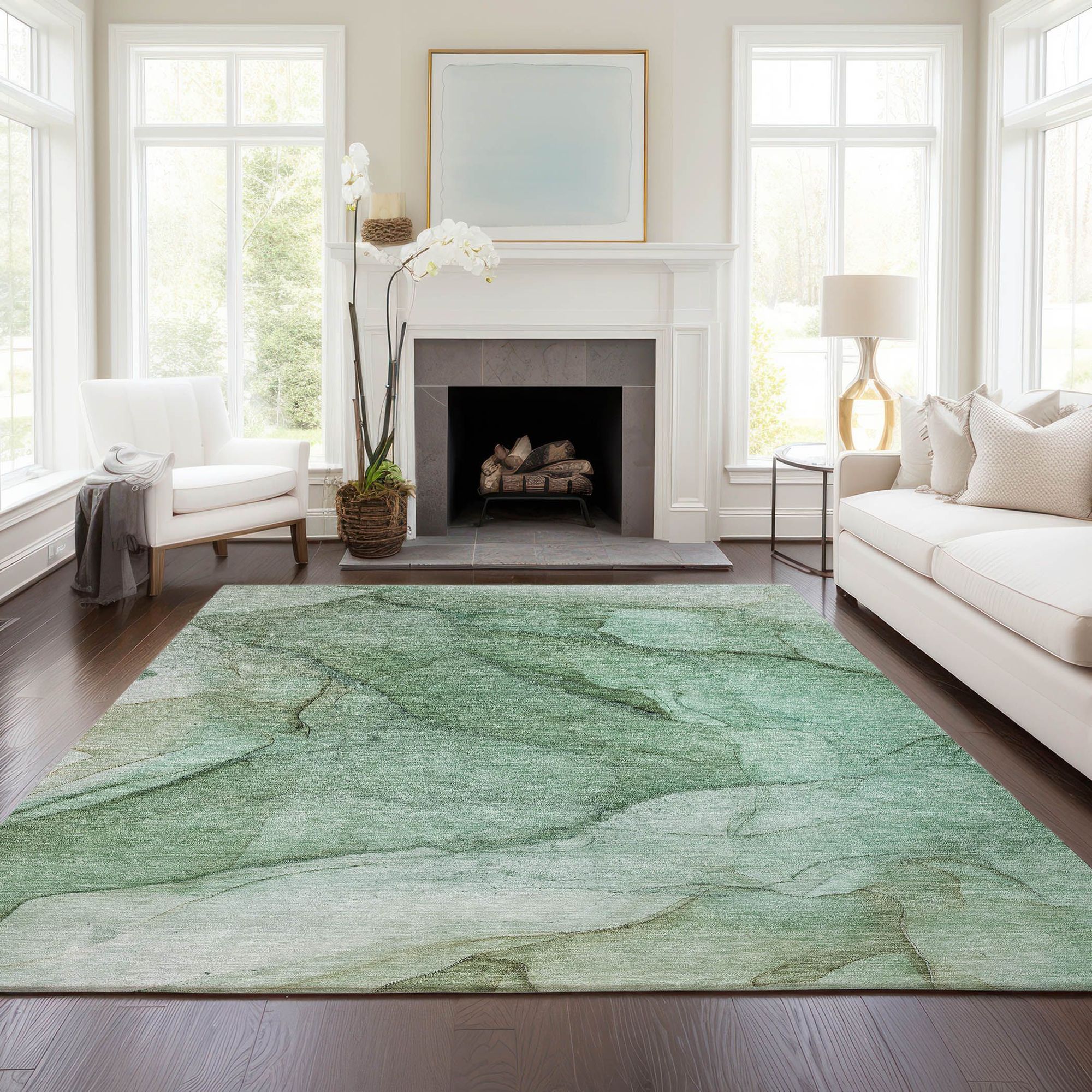 Machine Made ACN607 Green  Rugs #color_green 