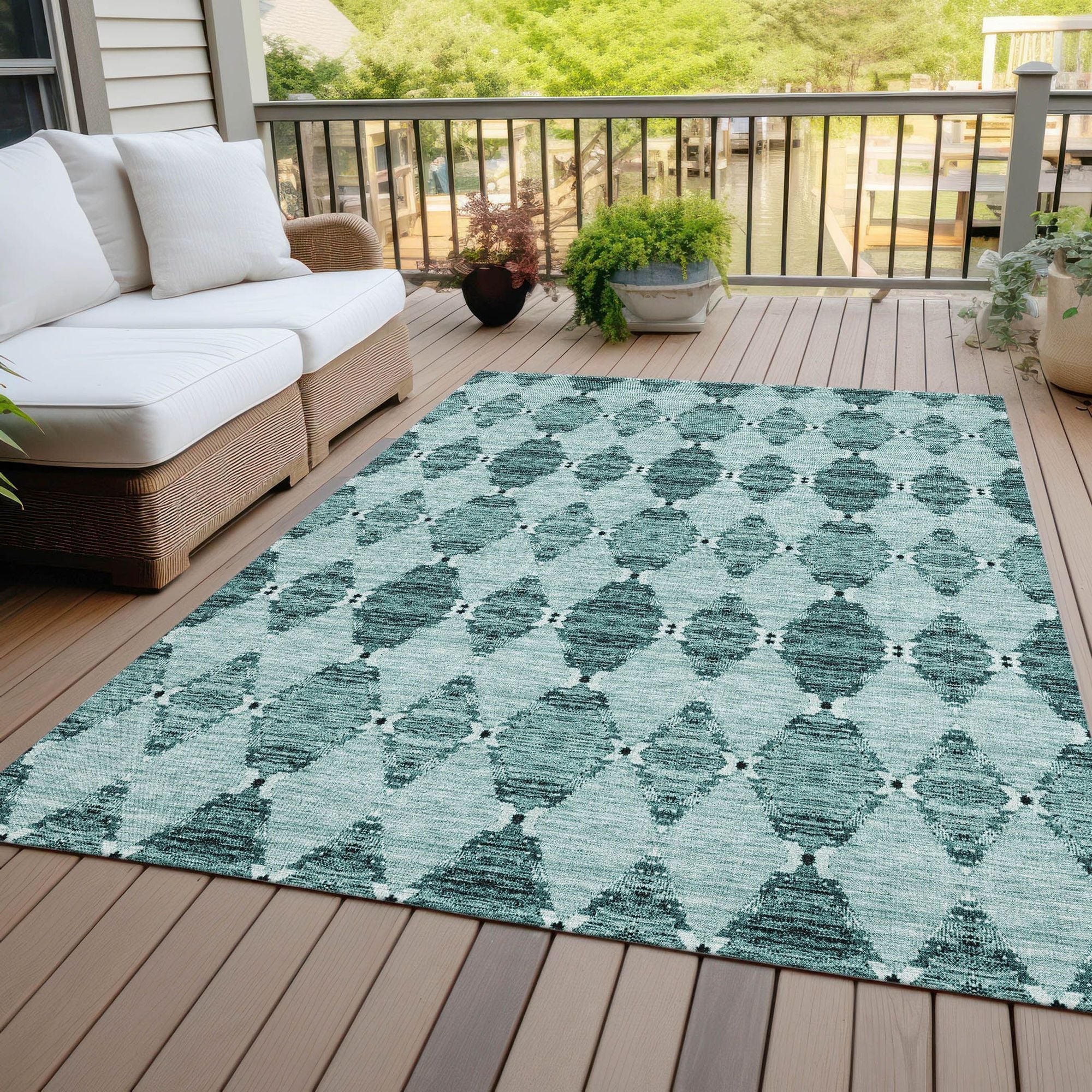 Machine Made ACN610 Teal  Rugs #color_teal 