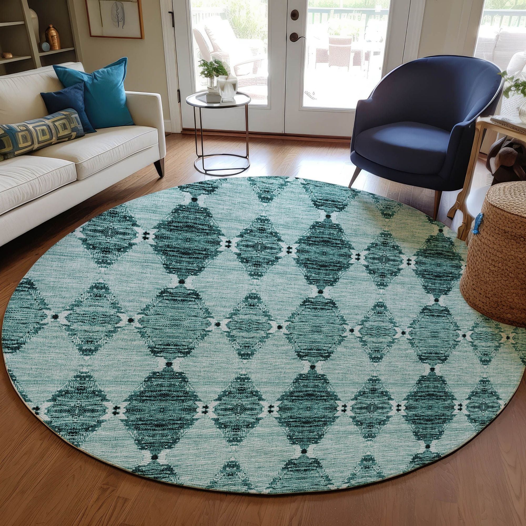 Machine Made ACN610 Teal  Rugs #color_teal 