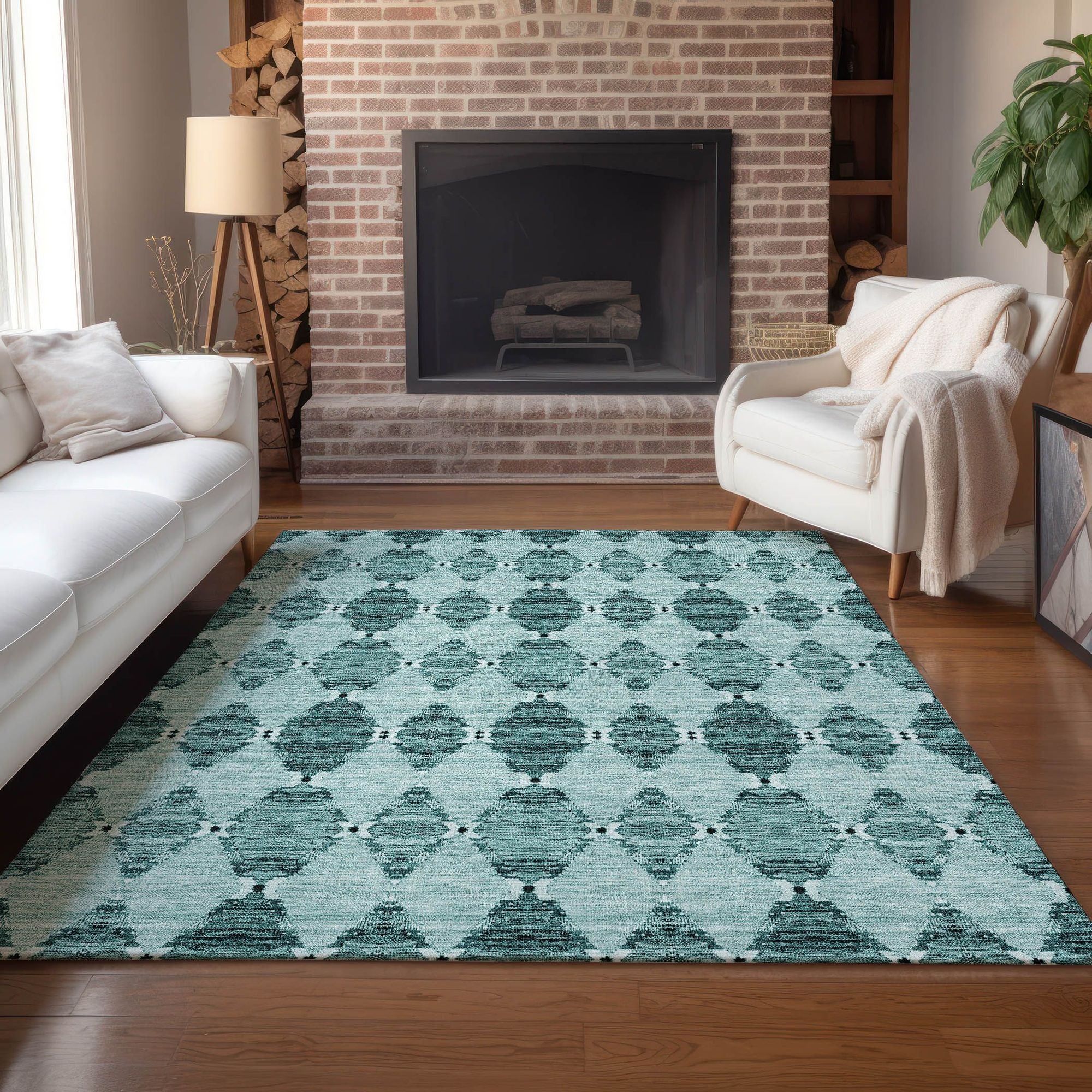 Machine Made ACN610 Teal  Rugs #color_teal 