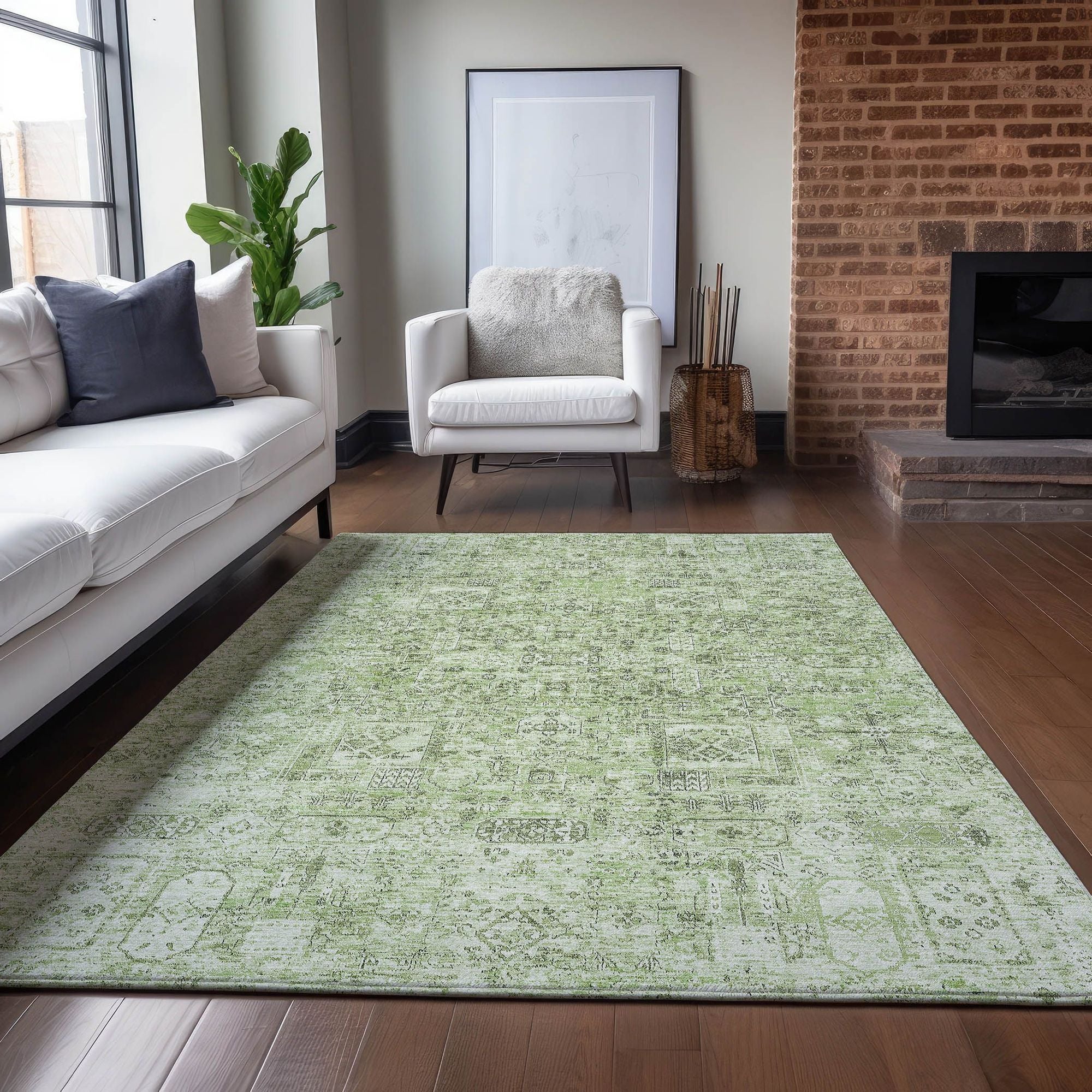 Machine Made ACN611 Green  Rugs #color_green 