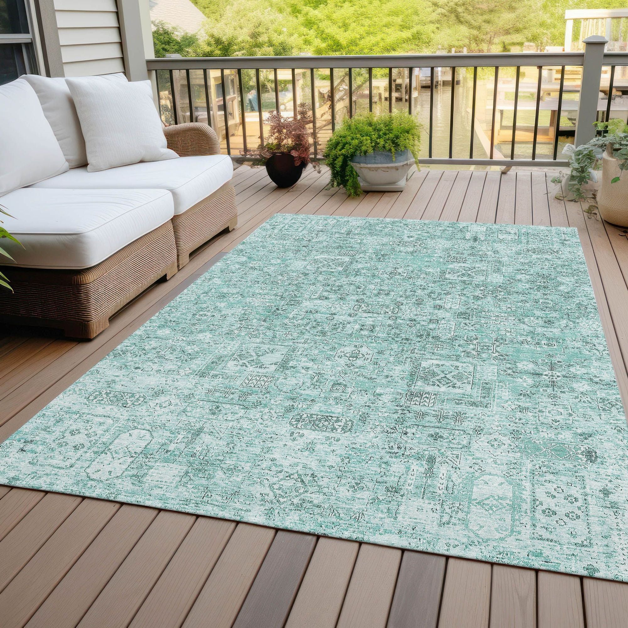 Machine Made ACN611 Teal  Rugs #color_teal 