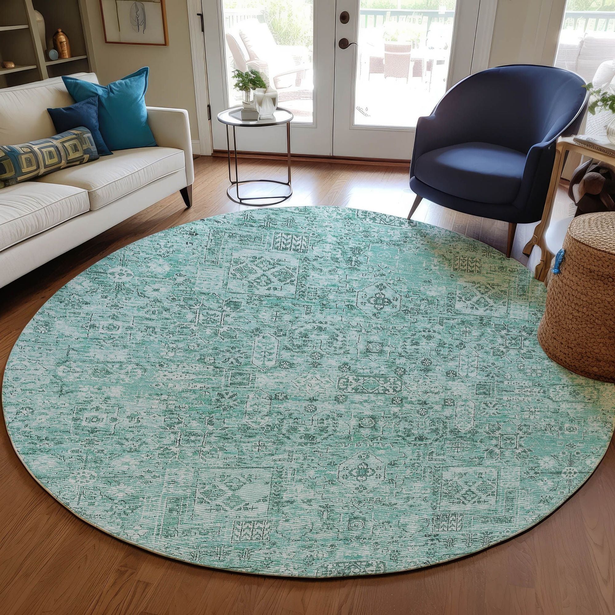 Machine Made ACN611 Teal  Rugs #color_teal 