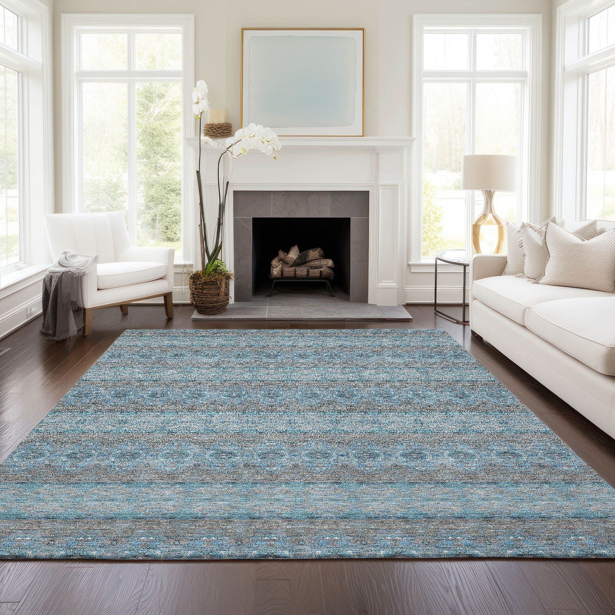 Machine Made ACN615 Teal  Rugs #color_teal 