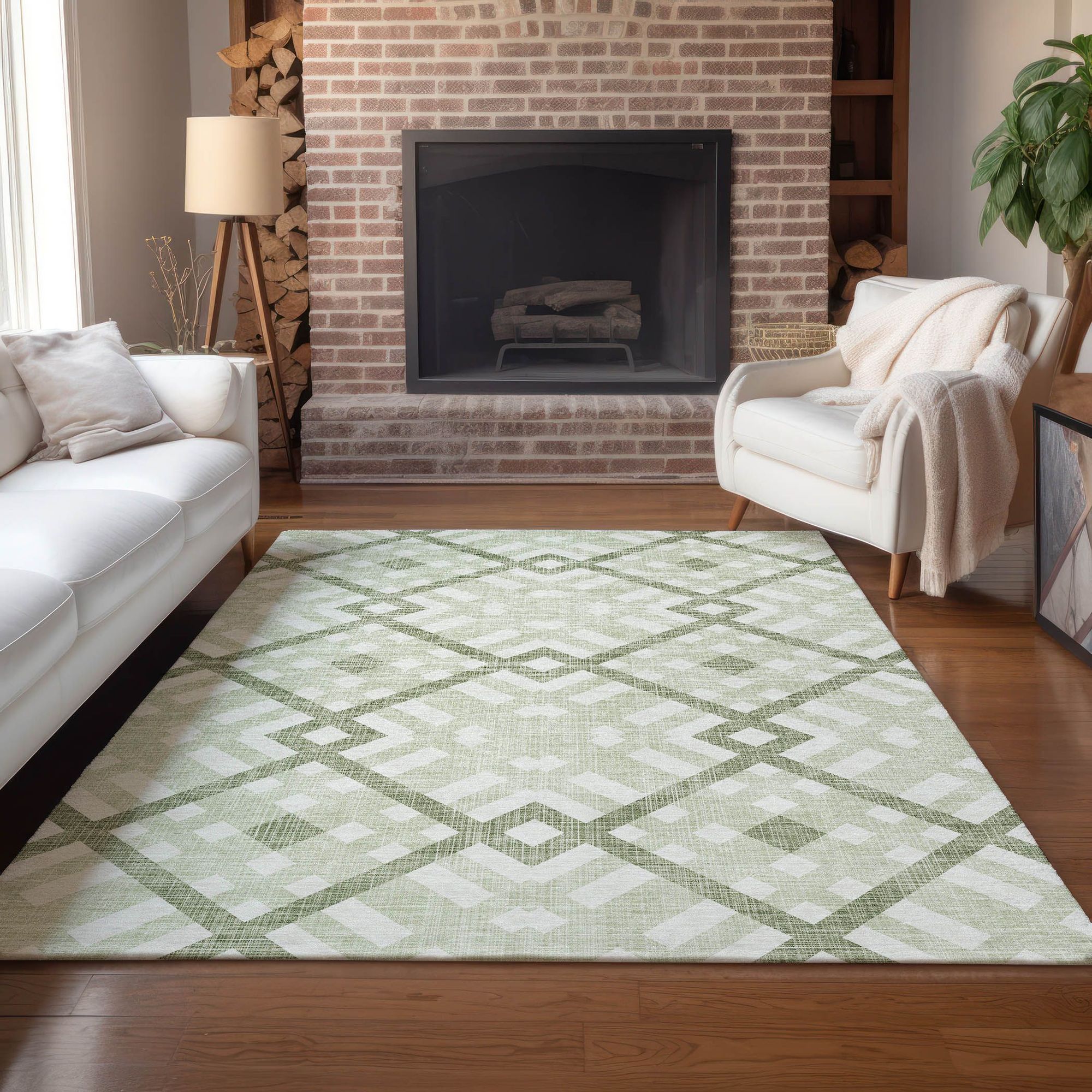 Machine Made ACN616 Aloe Green Rugs #color_aloe green