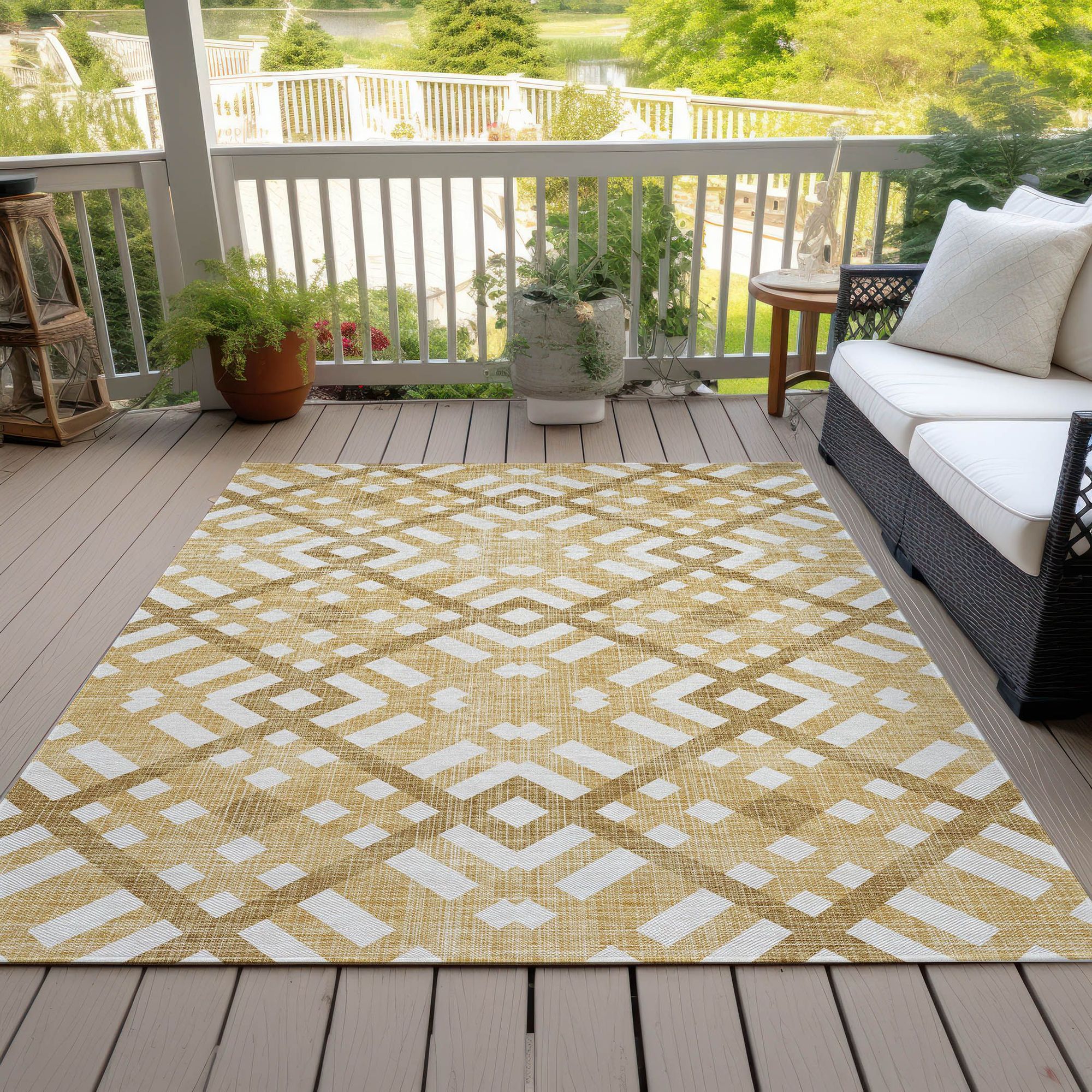 Machine Made ACN616 Gold  Rugs #color_gold 