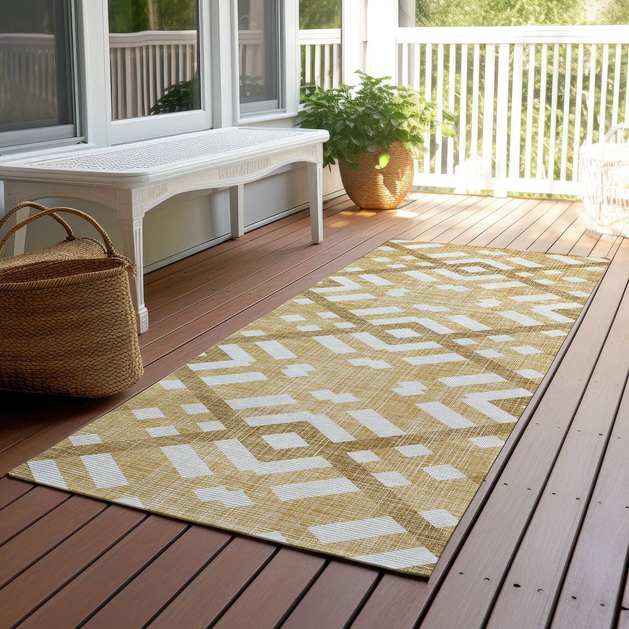 Machine Made ACN616 Gold  Rugs #color_gold 