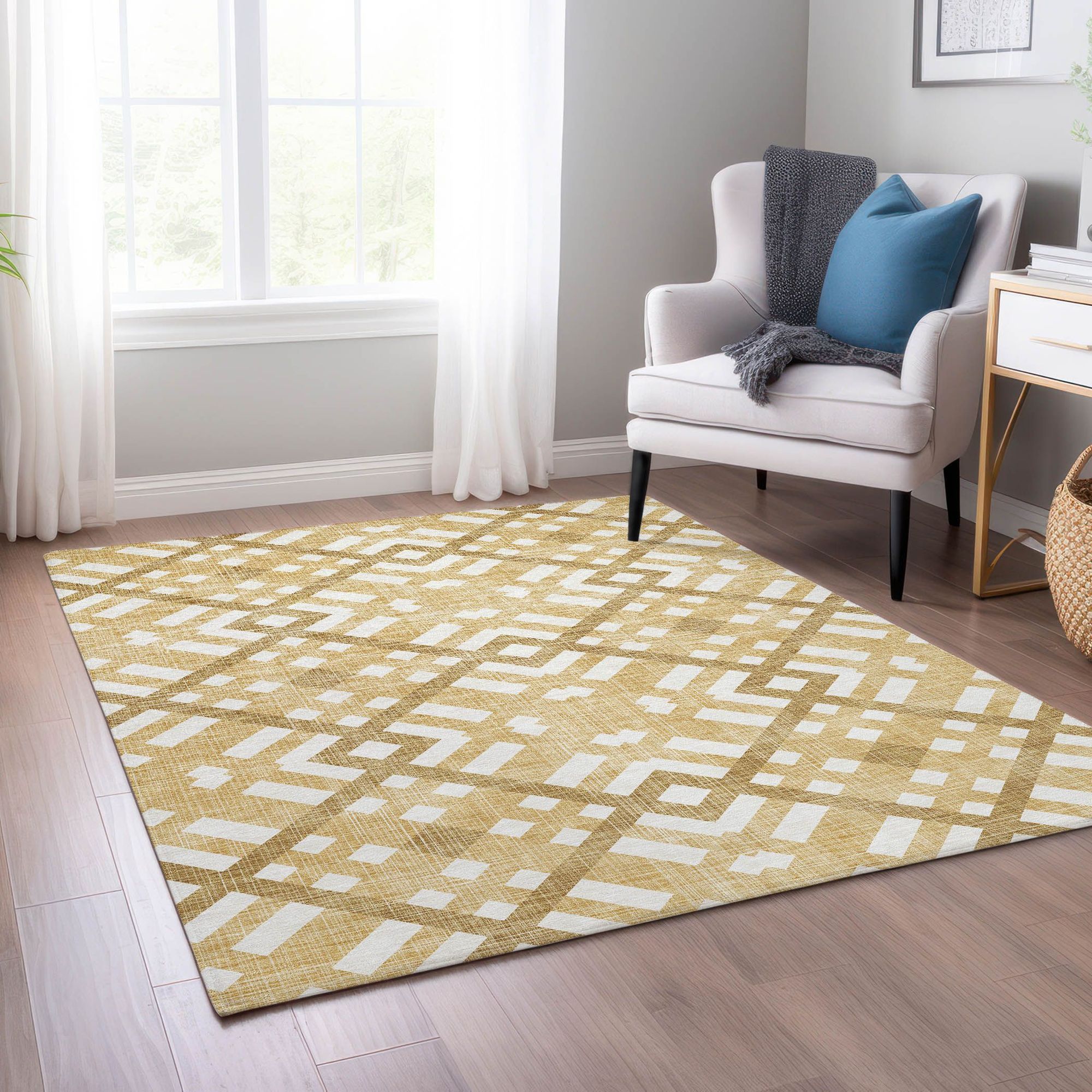 Machine Made ACN616 Gold  Rugs #color_gold 