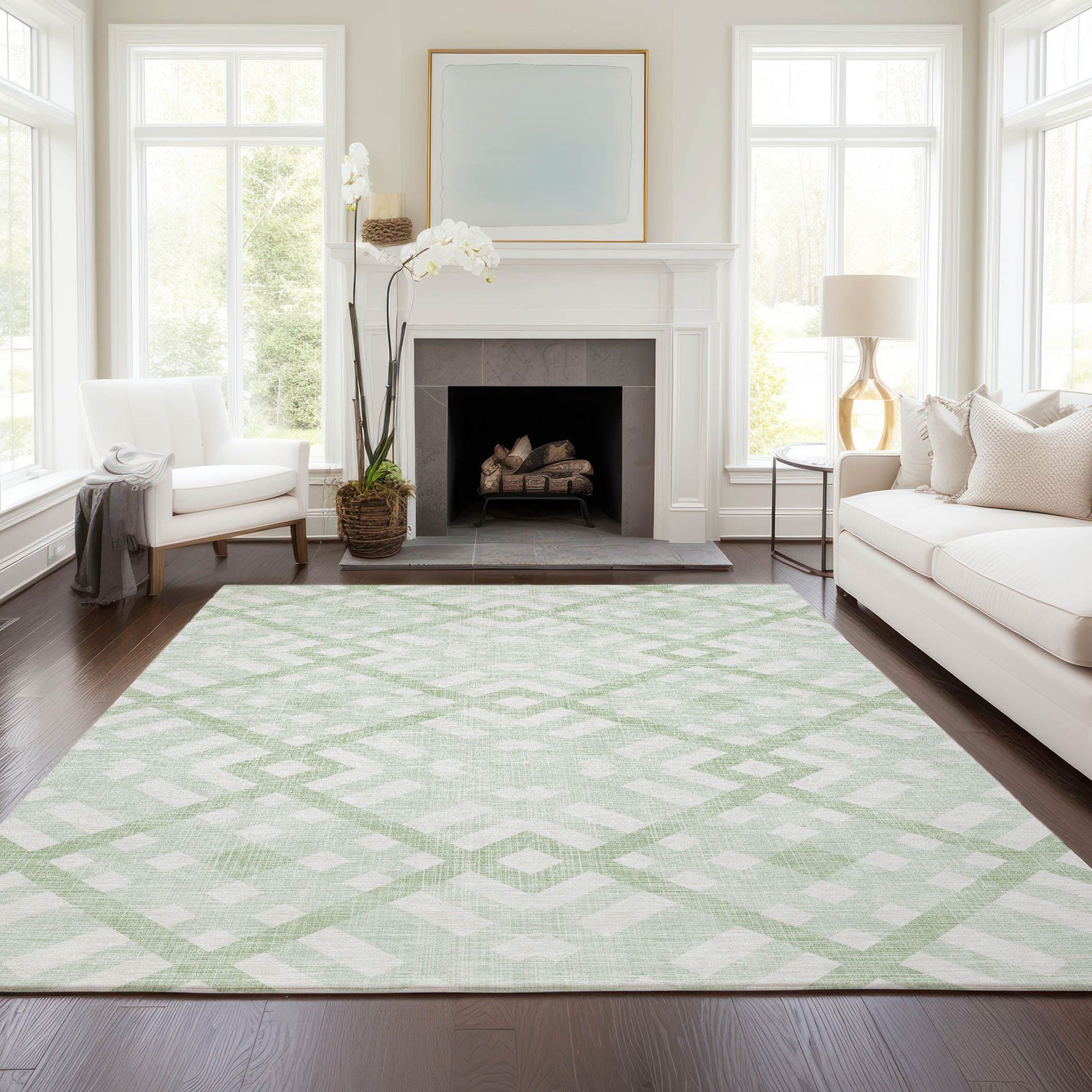 Machine Made ACN616 Mint Green Rugs #color_mint green