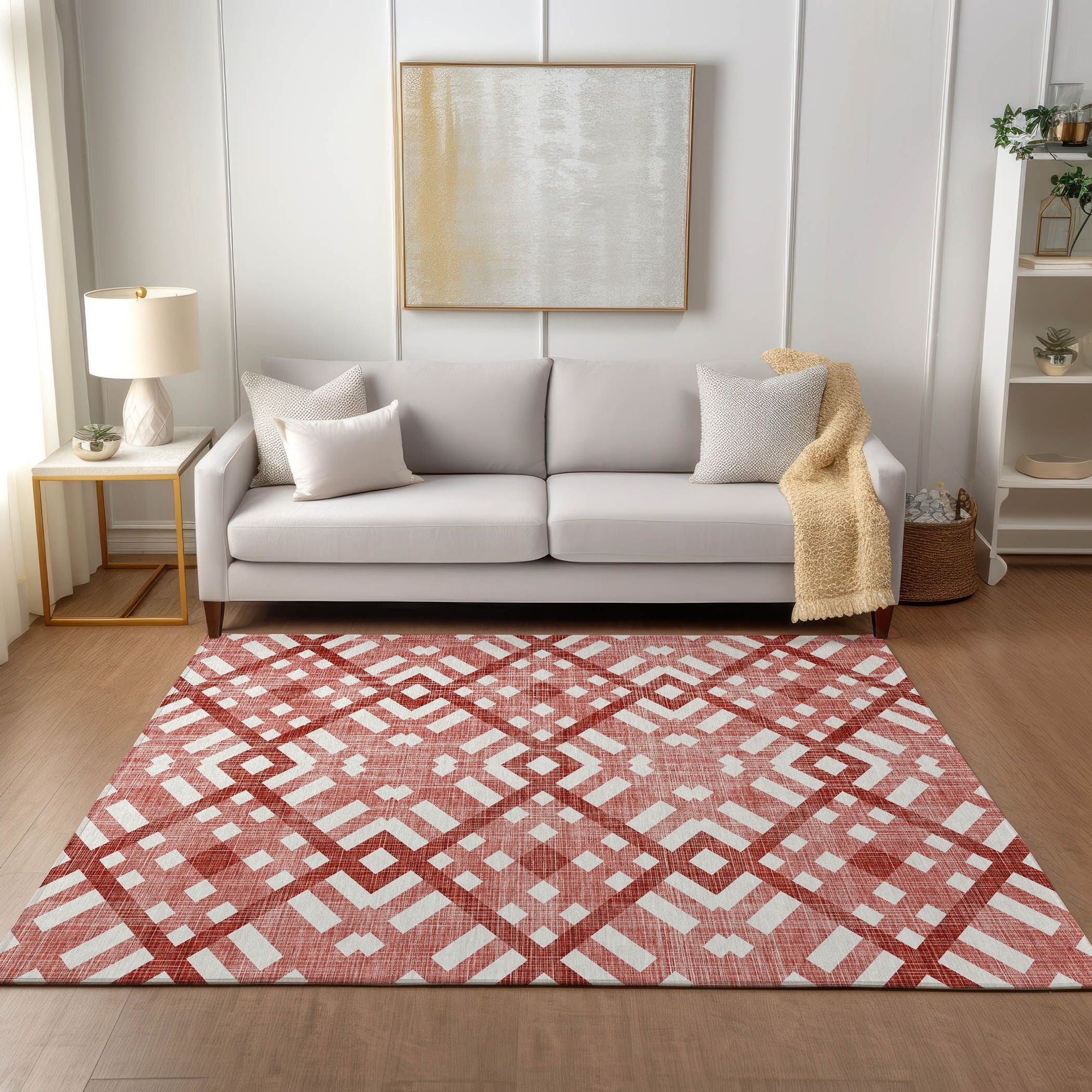 Machine Made ACN616 Red  Rugs #color_red 