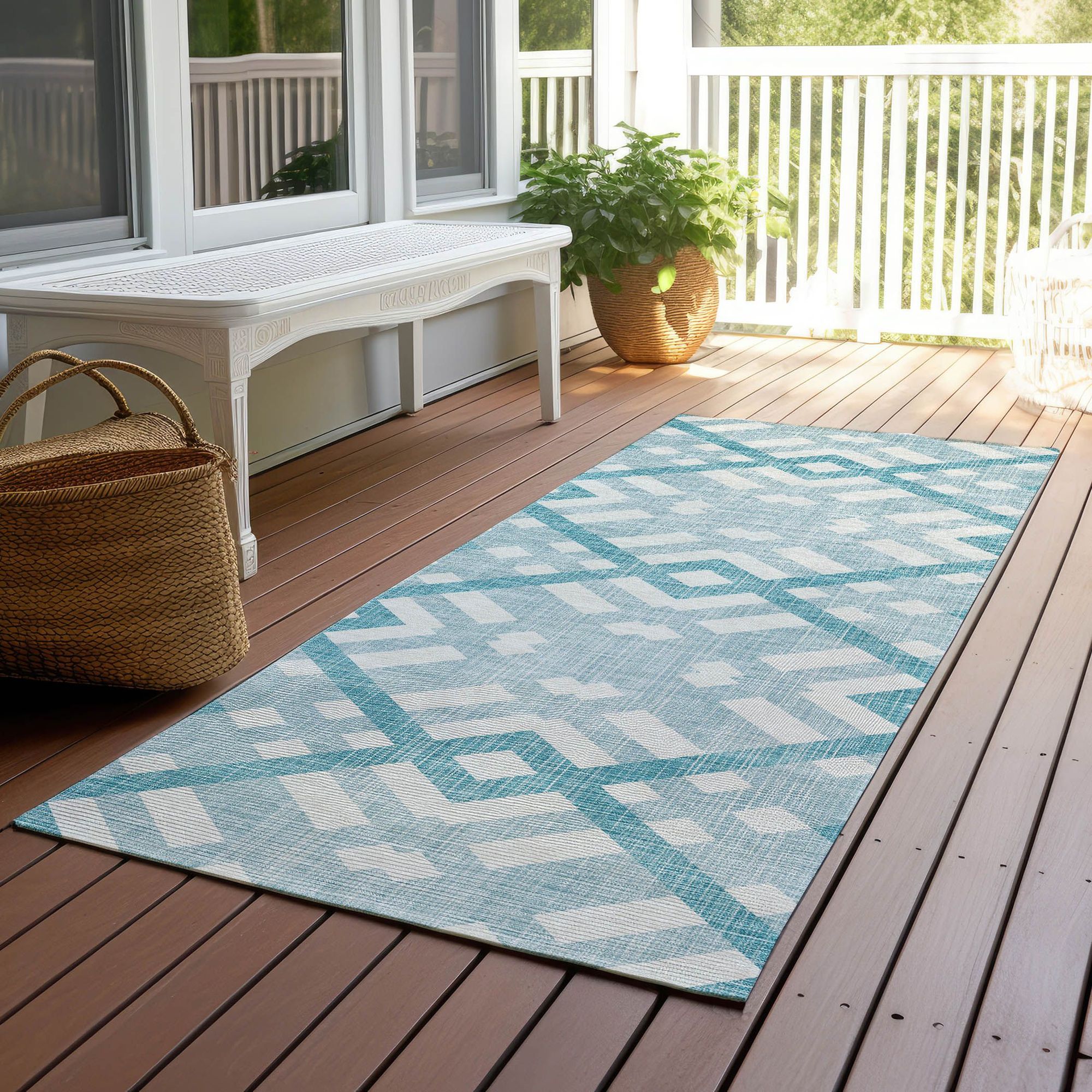 Machine Made ACN616 Teal  Rugs #color_teal 