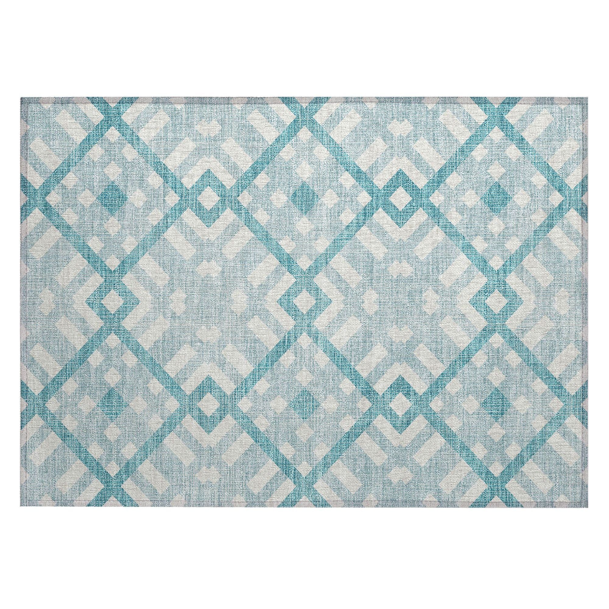 Machine Made ACN616 Teal  Rugs #color_teal 