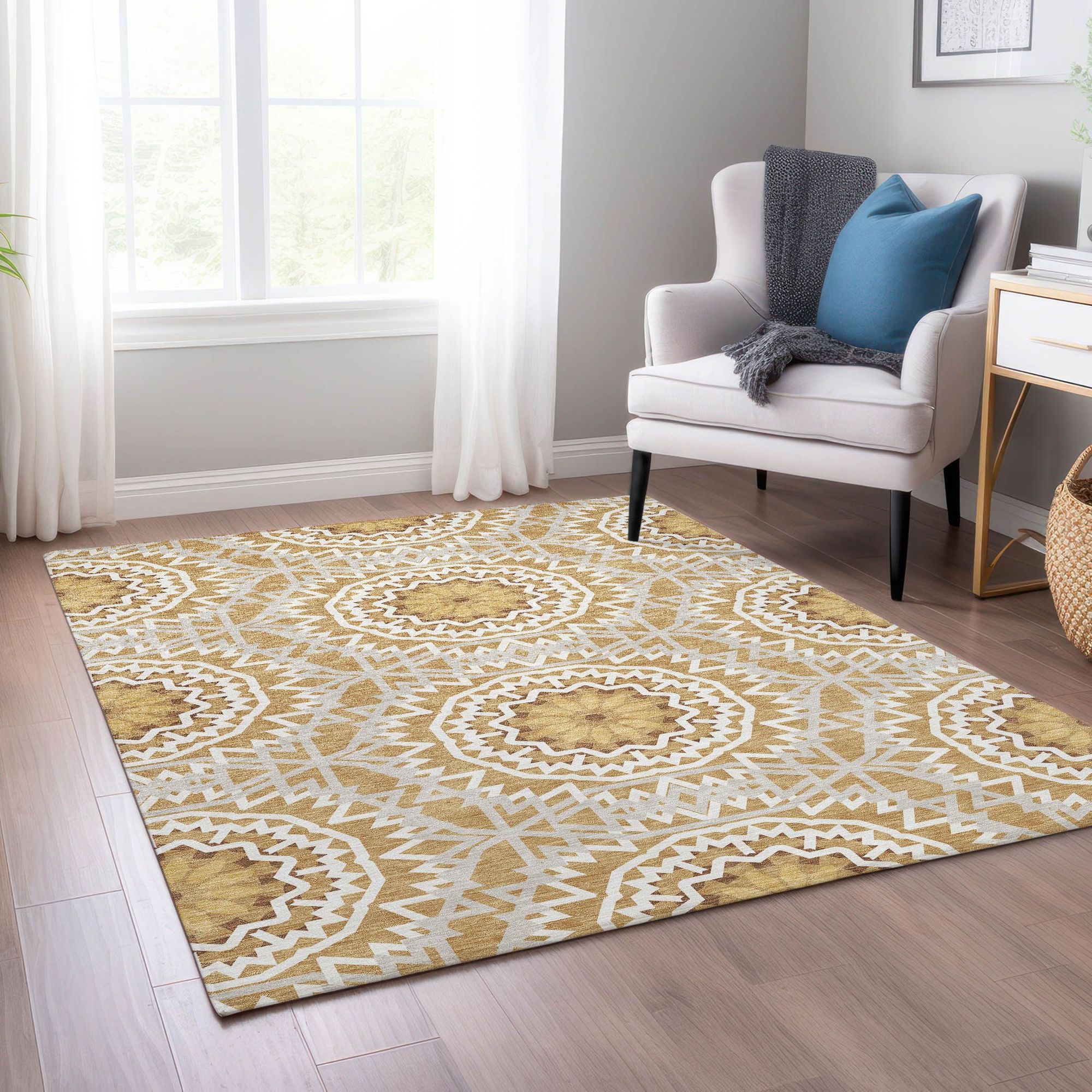 Machine Made ACN619 Gold  Rugs #color_gold 